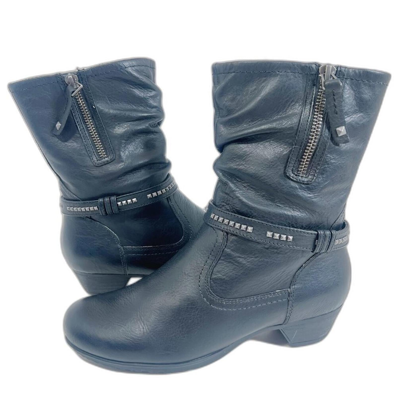 Abeo Marsh Black Leather Bootie Studded Moto Boot Women's Size 6.5N by Hot Girl Secondhand