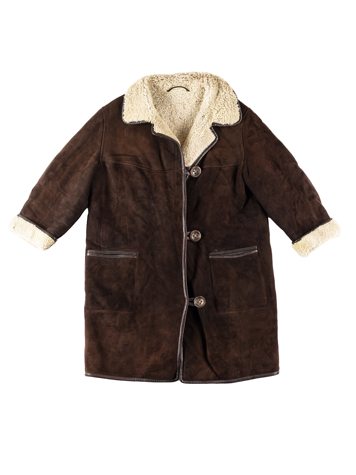 Vintage 70's Women Sheepskin Coat in Brown by Northern Grip