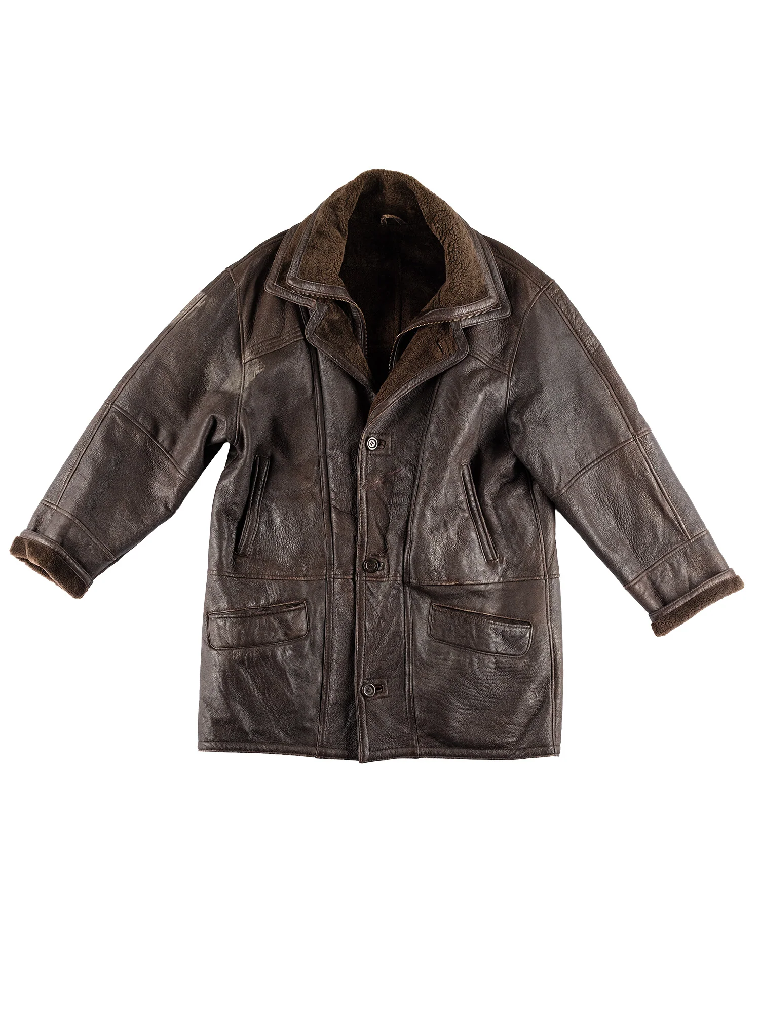 Vintage 80's Men Sheepskin Coat in Dark Brown by Northern Grip