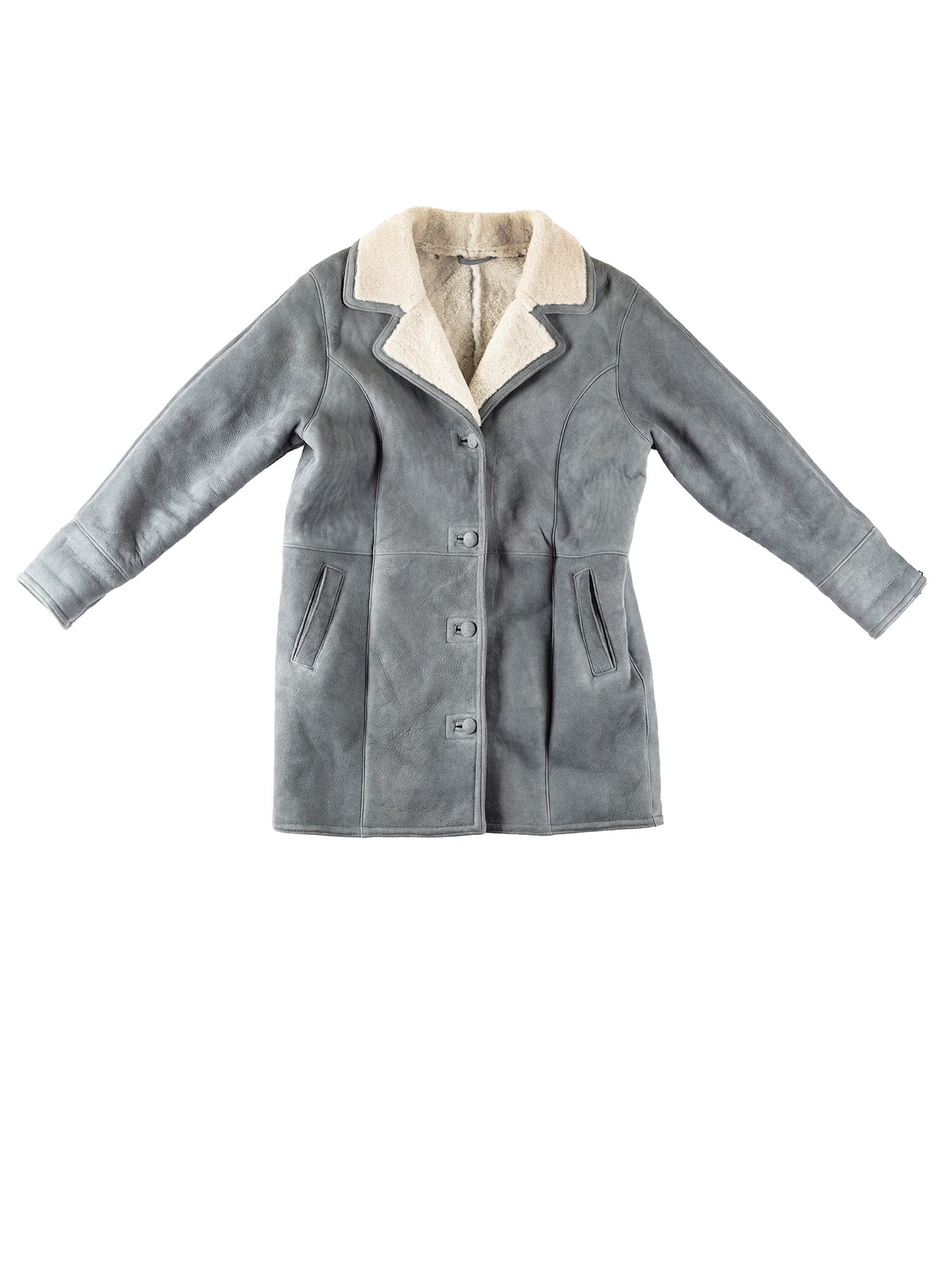 Vintage 80's Women Sheepskin Coat in Gray by Northern Grip