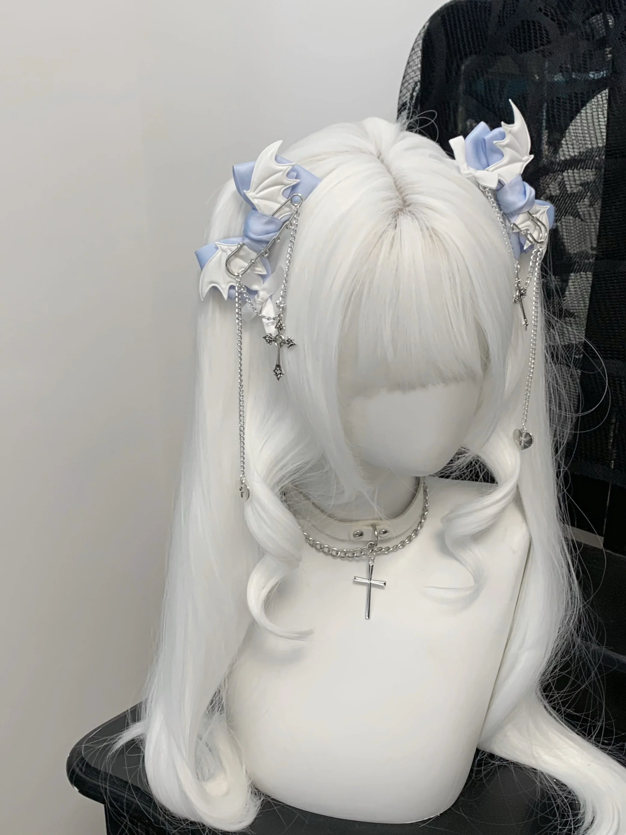 Blue Cross Gothic Bow Hair Clip - 1Gangster Inn by Land Decora