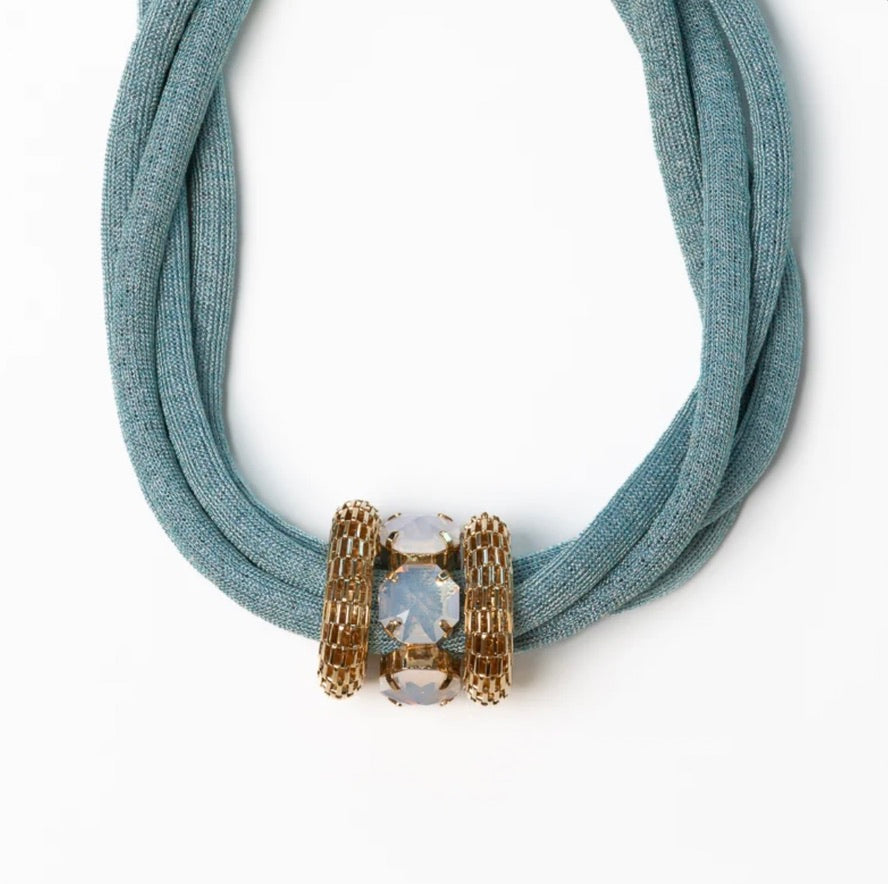 Lusso Aqua Silk Choker Necklace by Sierra Deene