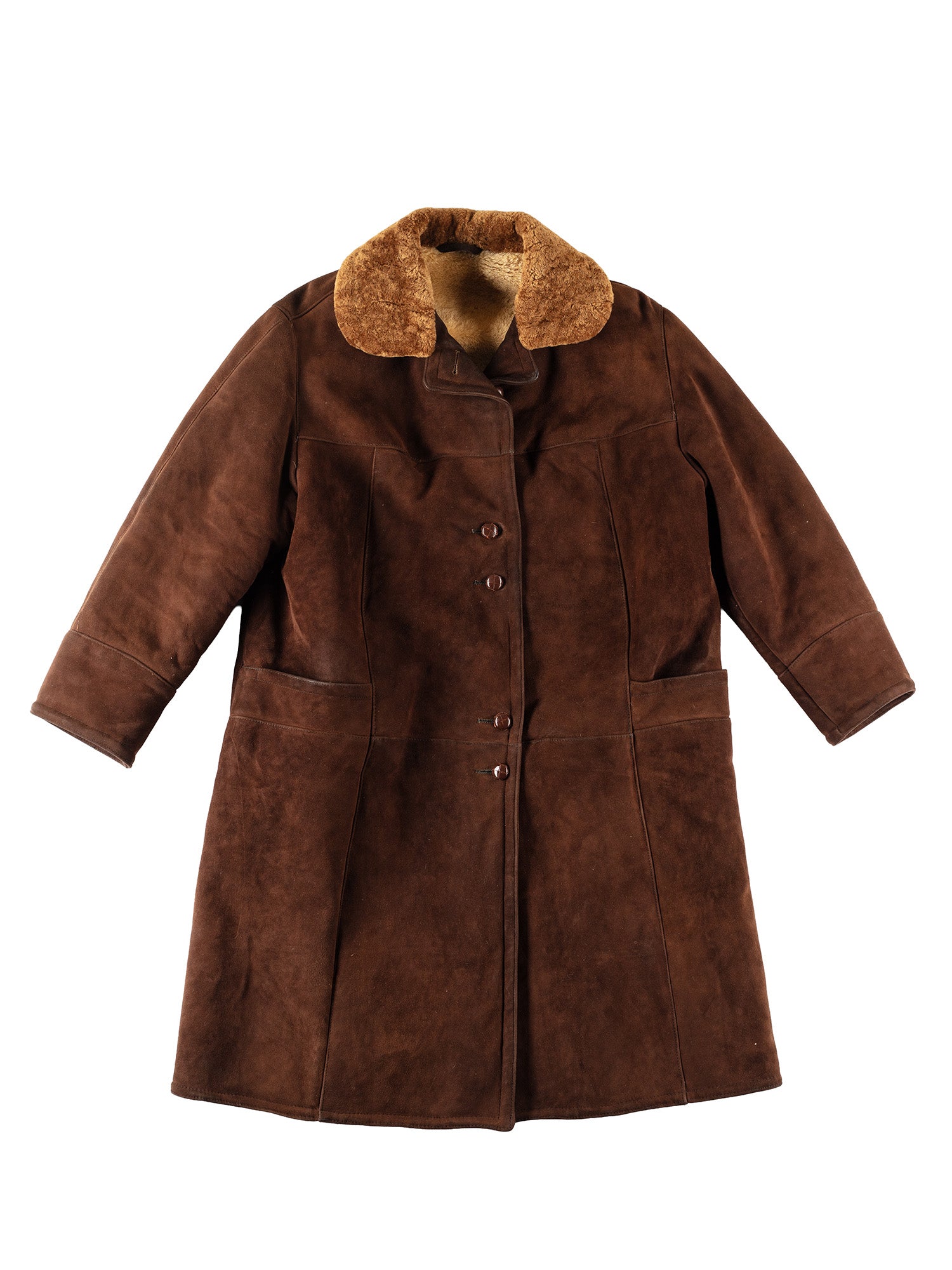 Vintage 80's Women Sheepskin Coat in Brown by Northern Grip