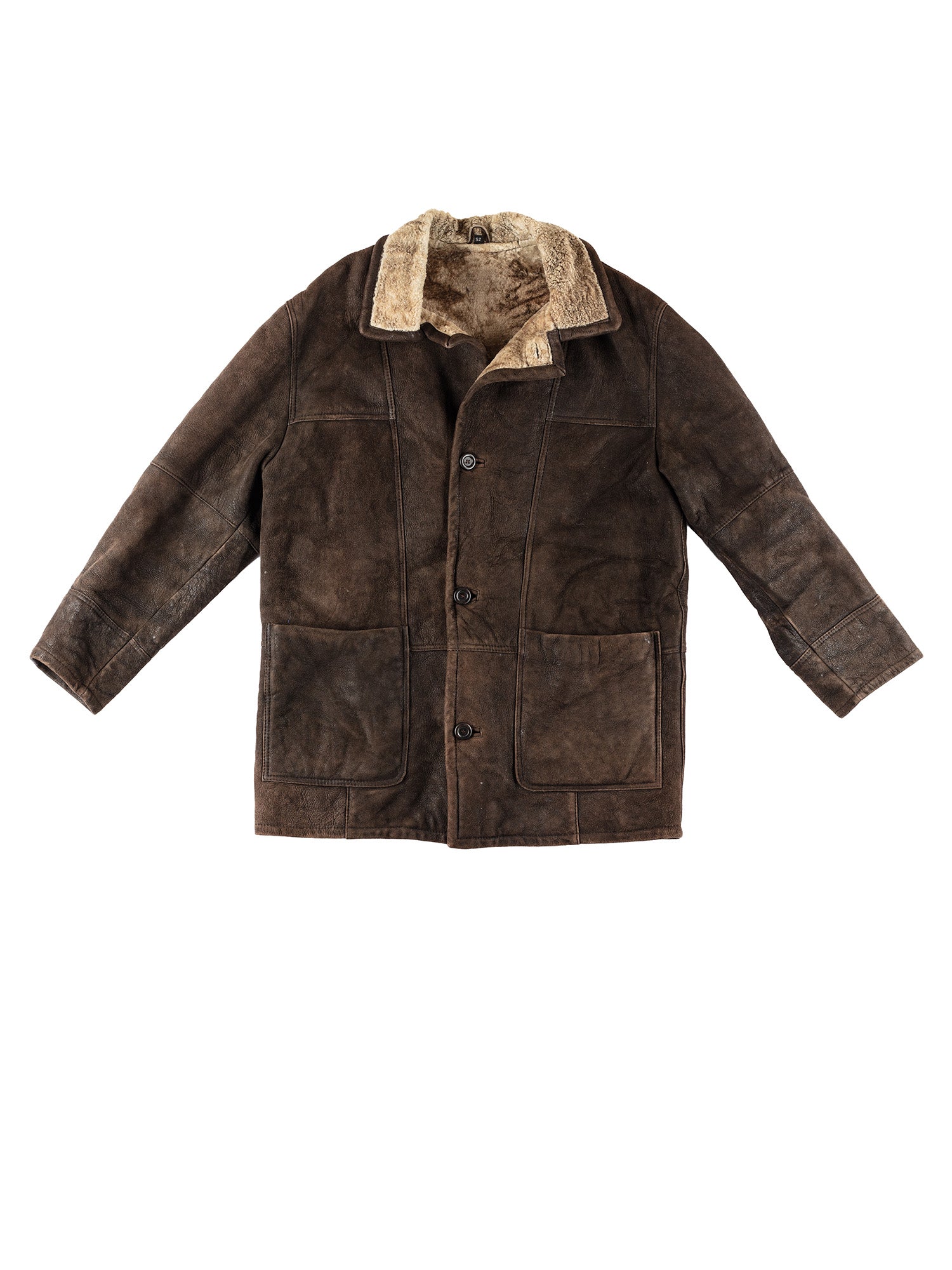 Vintage 80's Men Sheepskin Coat in Brown by Northern Grip