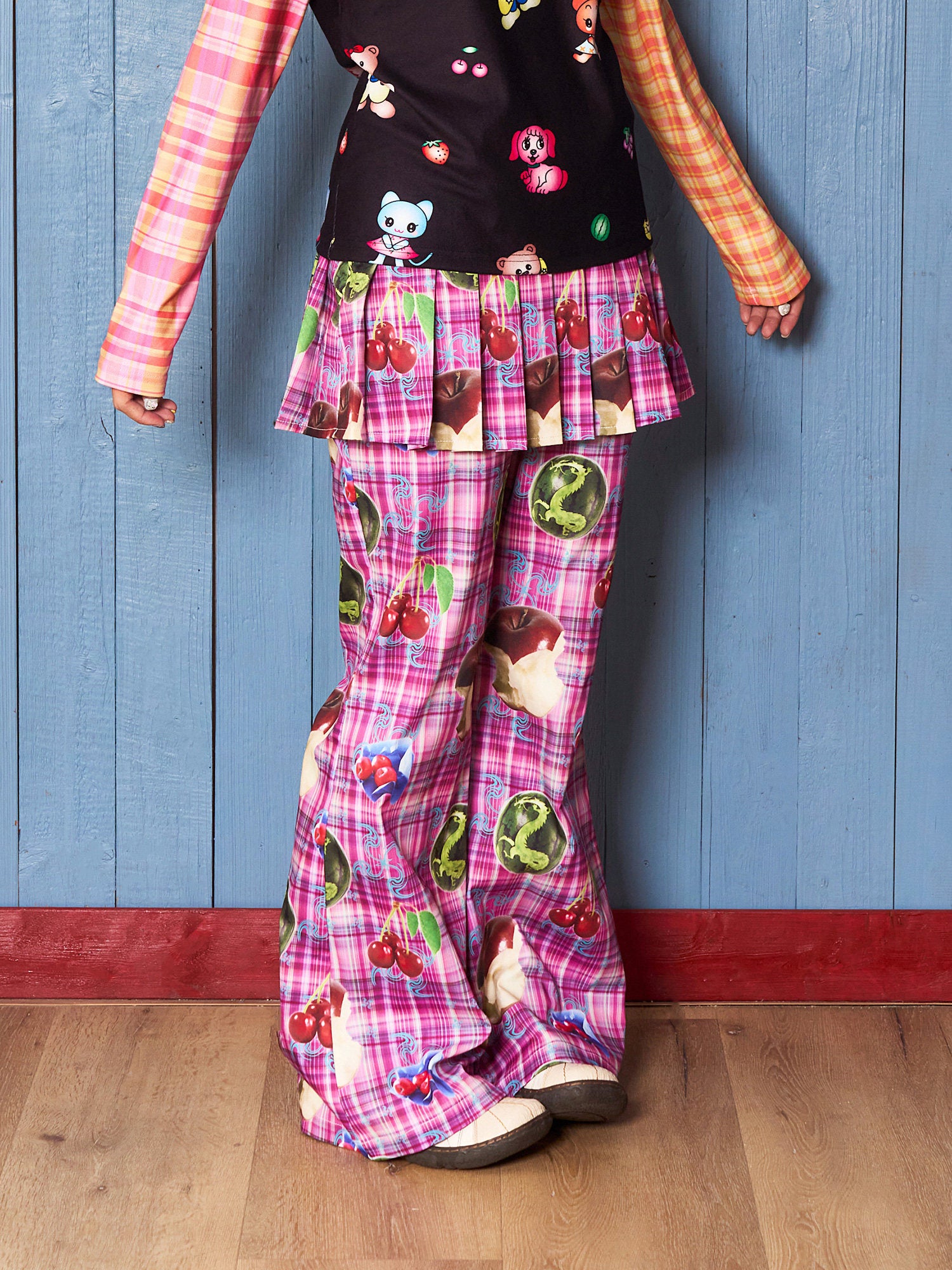 FRUITS Apple & Watermelon Print Pleated Skort | Decora Kei Purple by Land Decora