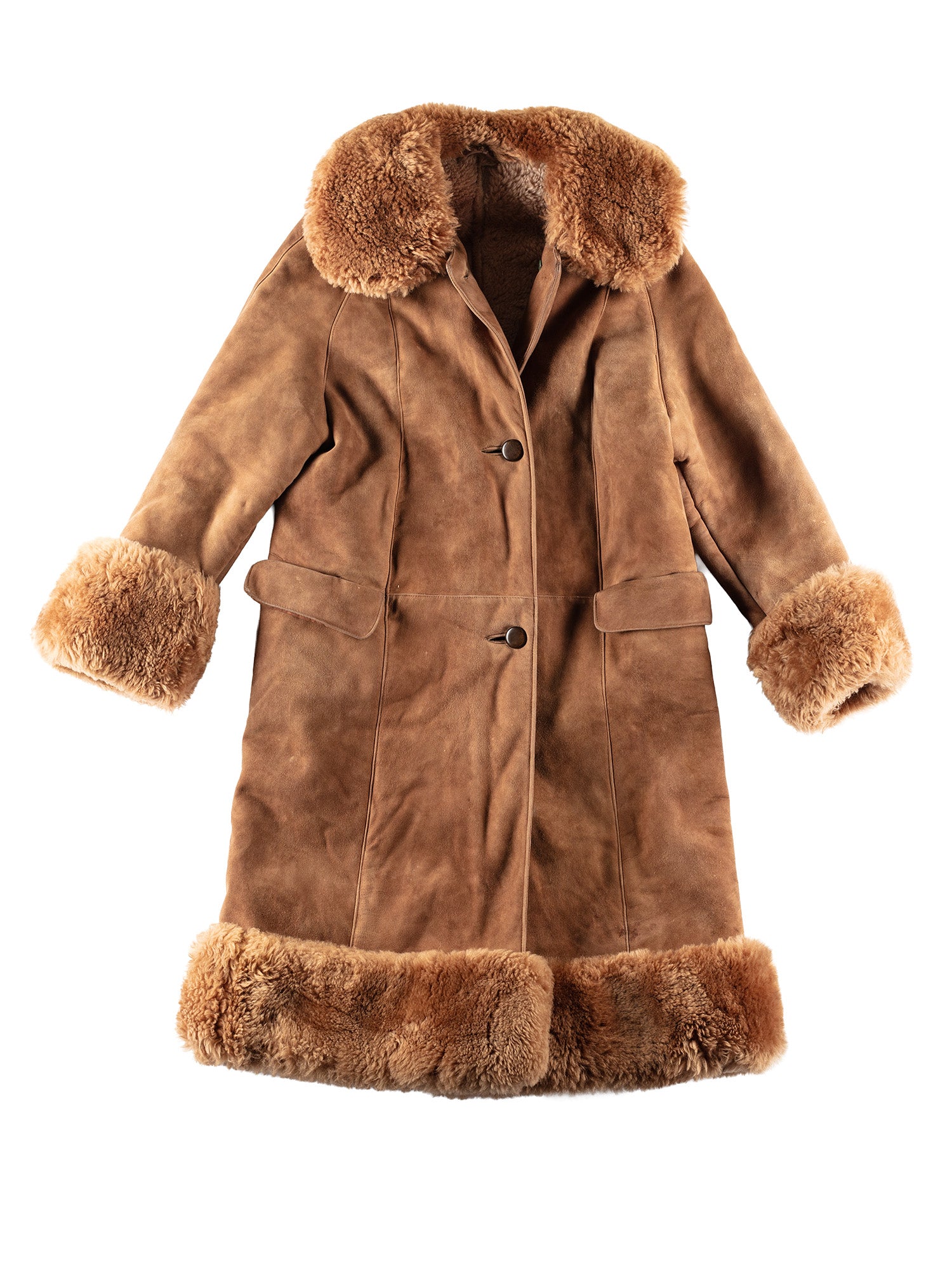 Vintage 70's Women Sheepskin Penny Lane Coat in Brown by Northern Grip