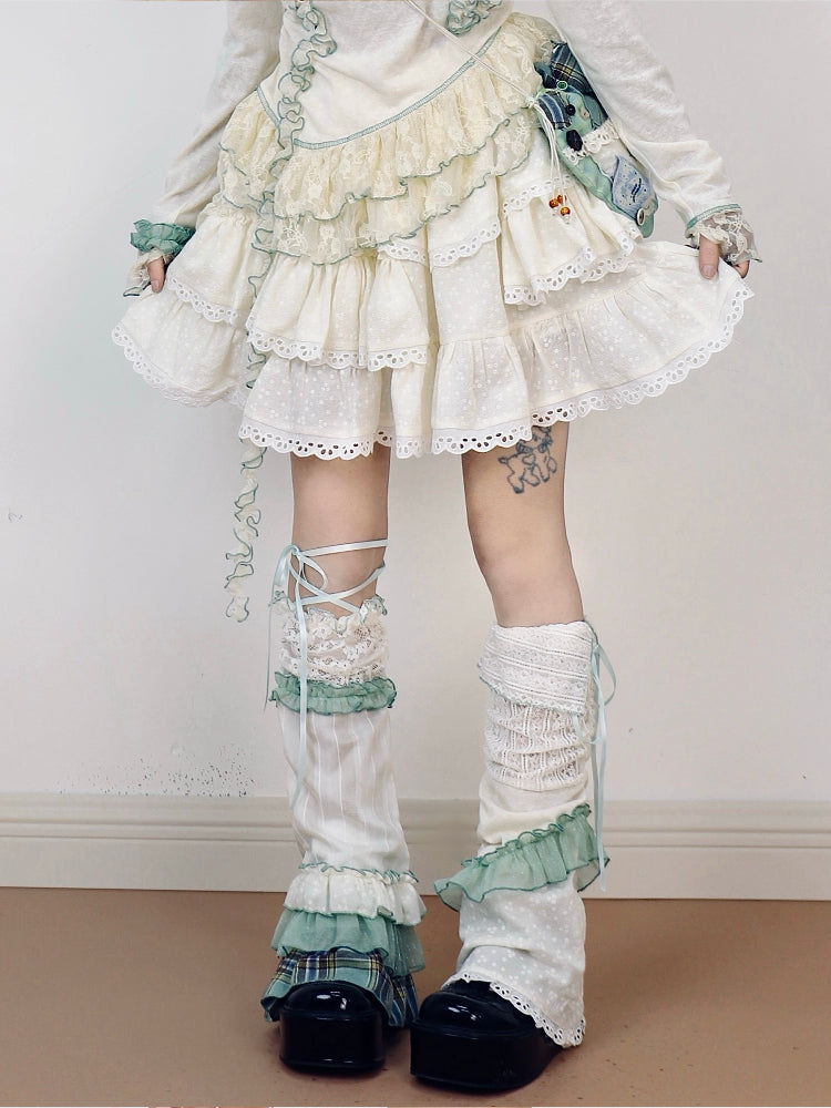 Kawaii Asymmetrical Tiered Skirt Cotton - Disorder by Land Decora