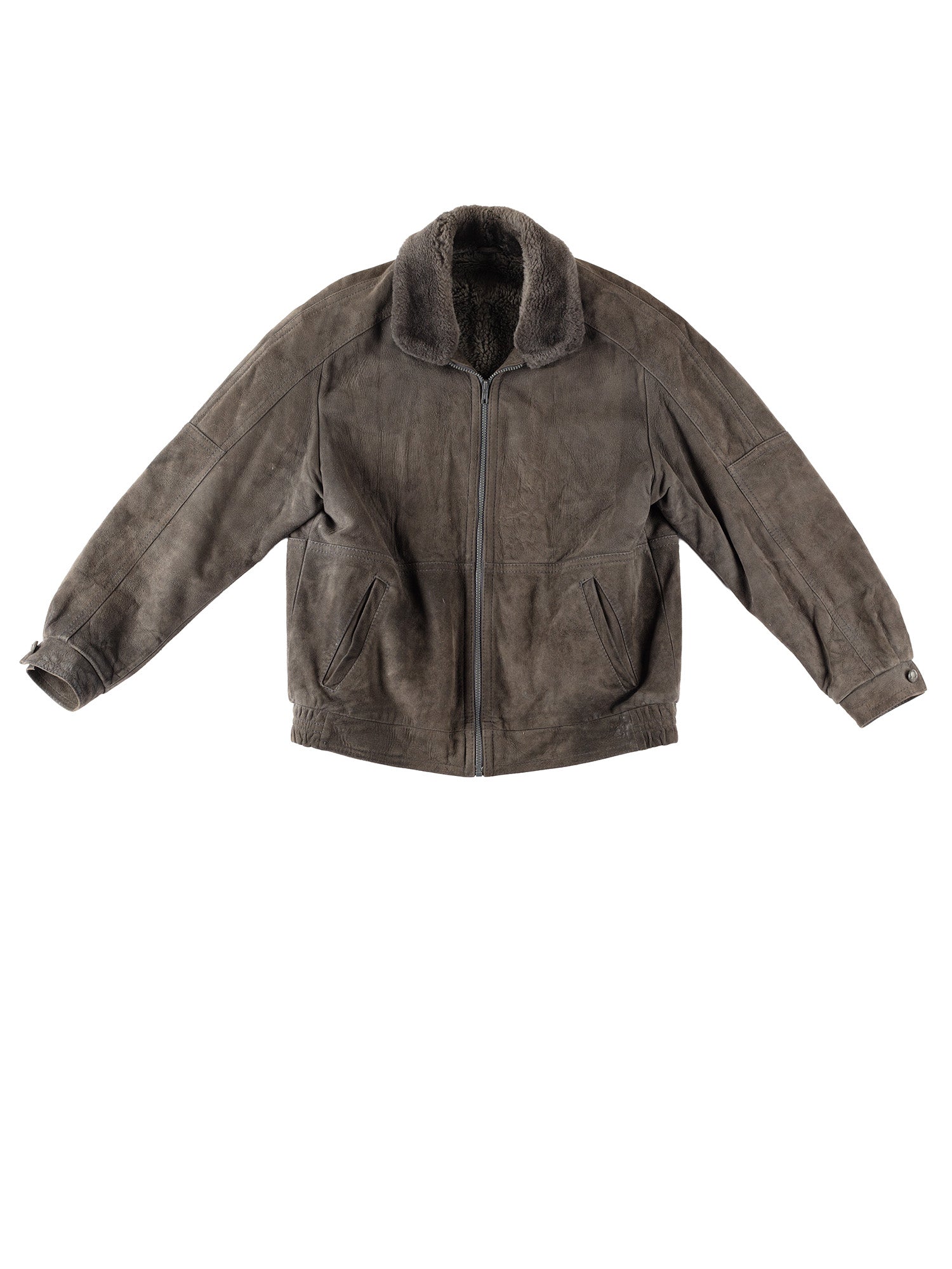 Vintage 90's Men Faux Sheepskin Jacket in Gray by Northern Grip