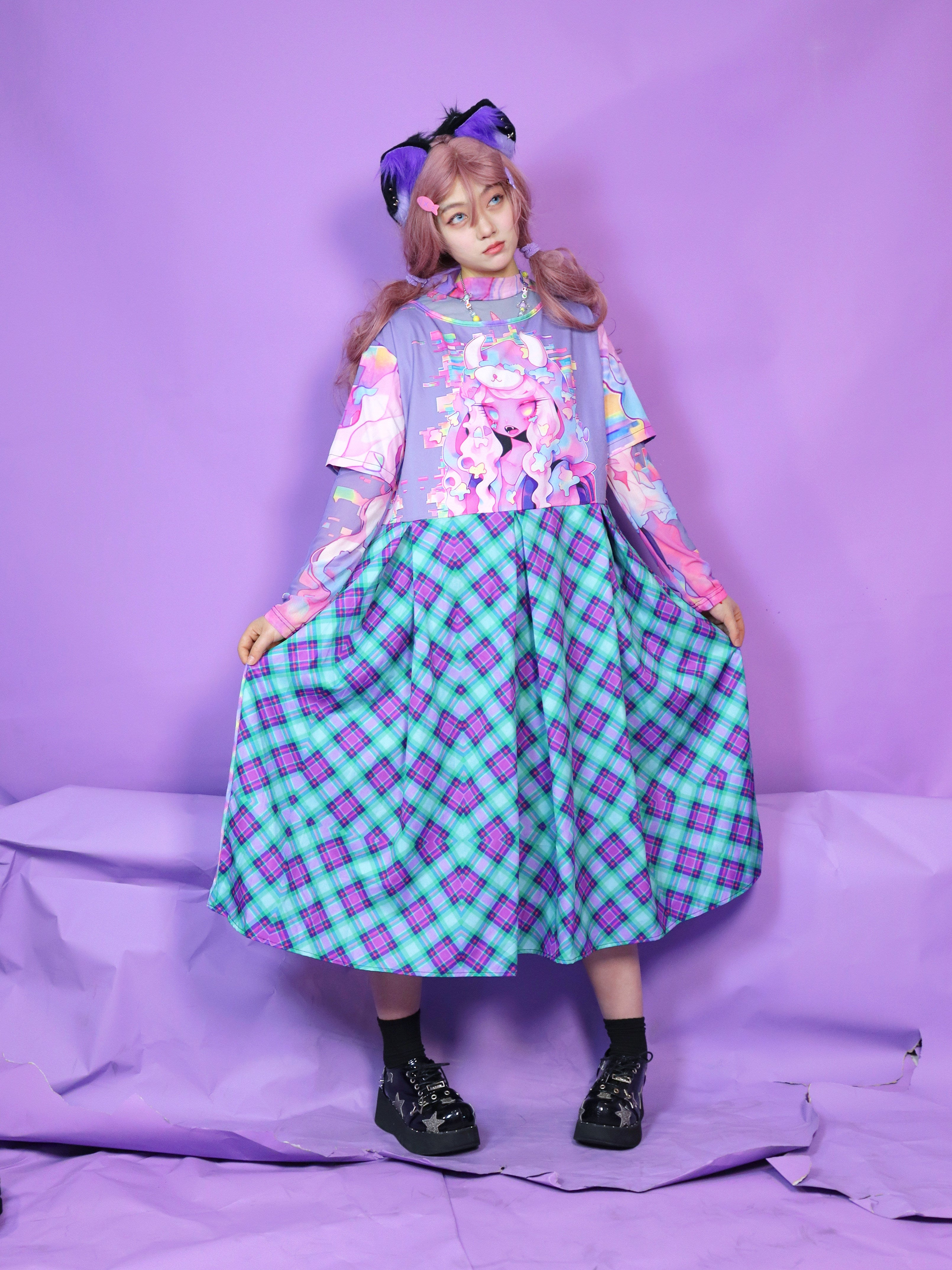 LEERROO Dress Short Sleeve Print Dress Long Dress High Stretch Dress by Land Decora