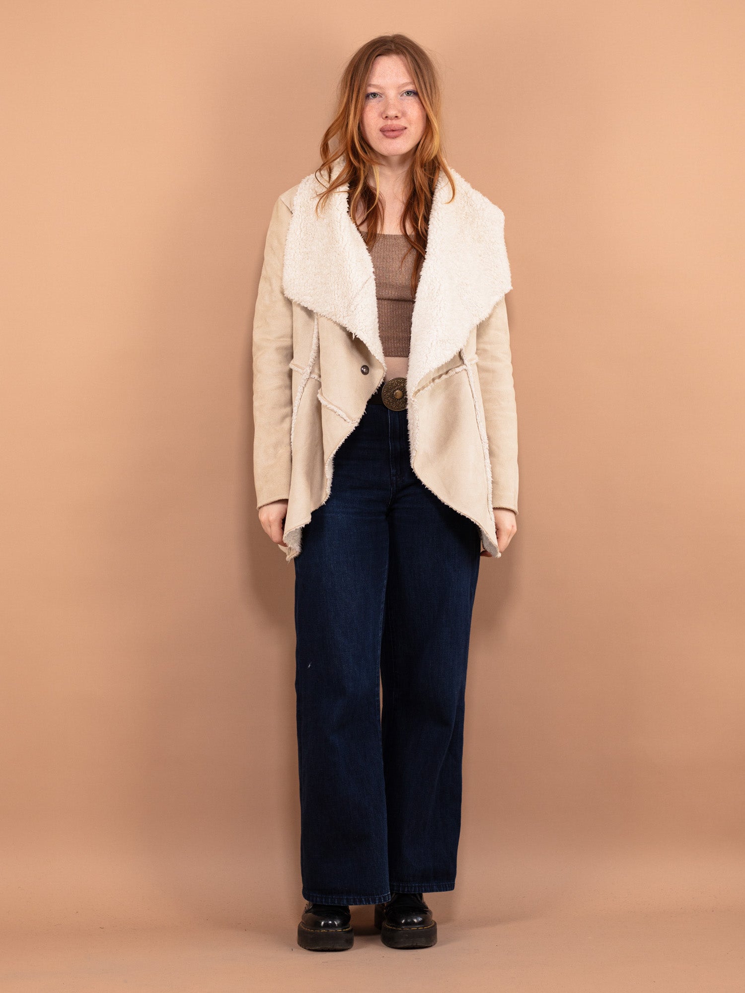 Vintage 00's Women Faux Shearling Jacket in White by Northern Grip
