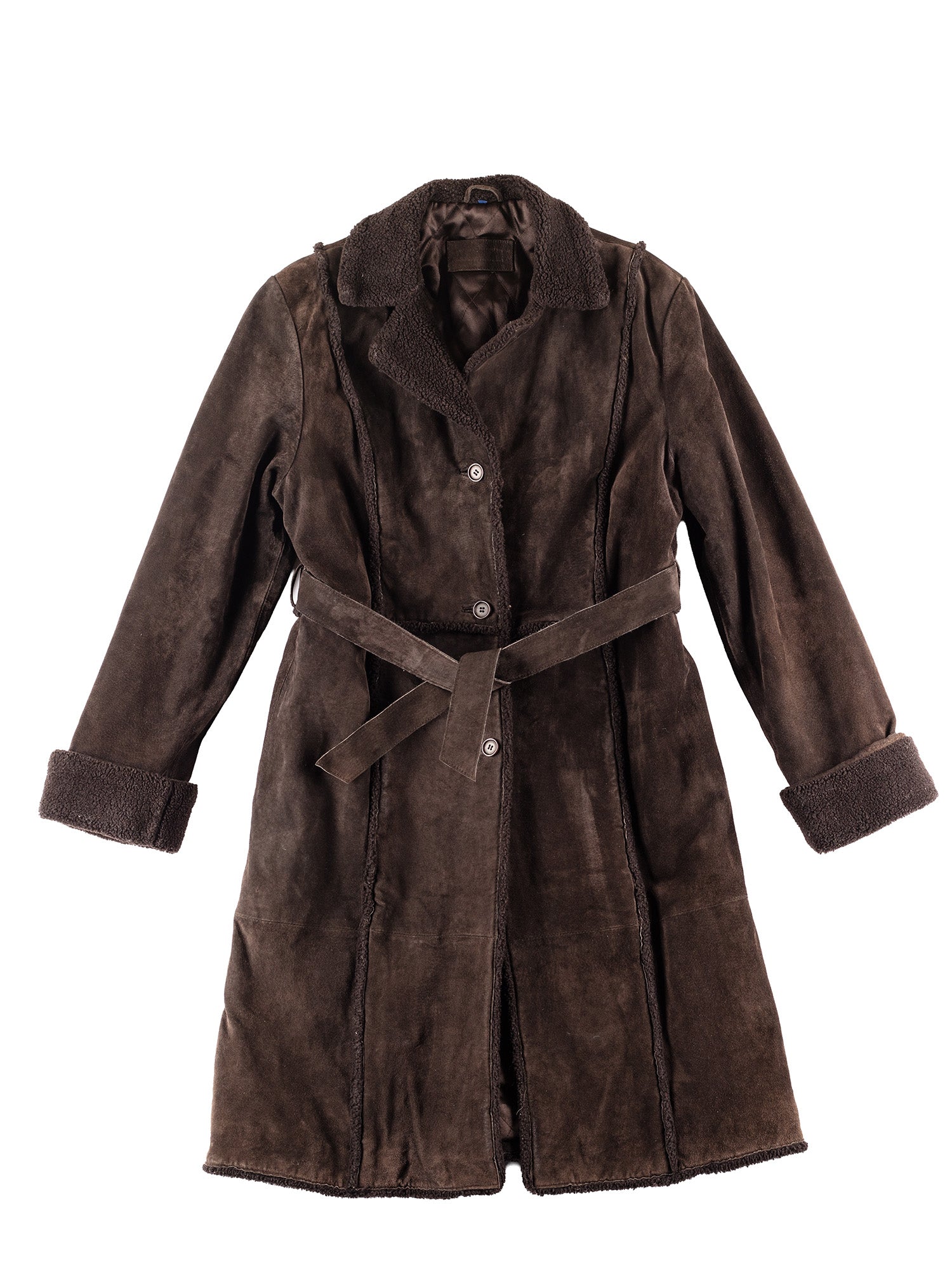 Vintage 90's Women Faux Sheepskin Coat in Brown by Northern Grip