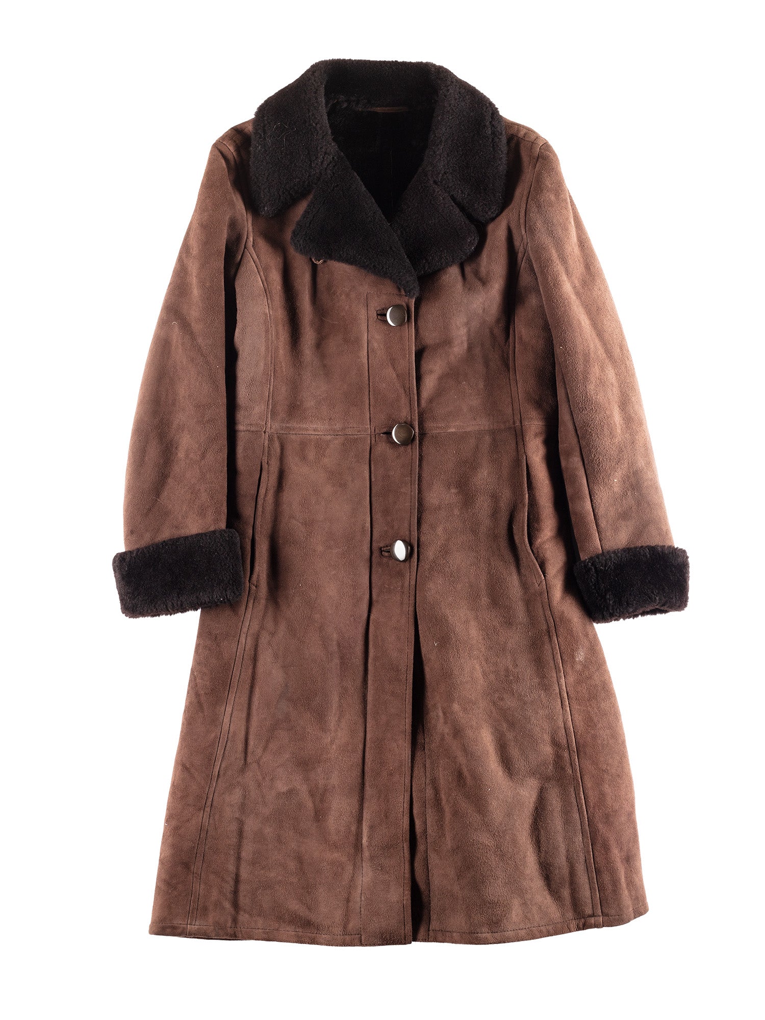 Vintage 70's Women Sheepskin Coat in Brown by Northern Grip