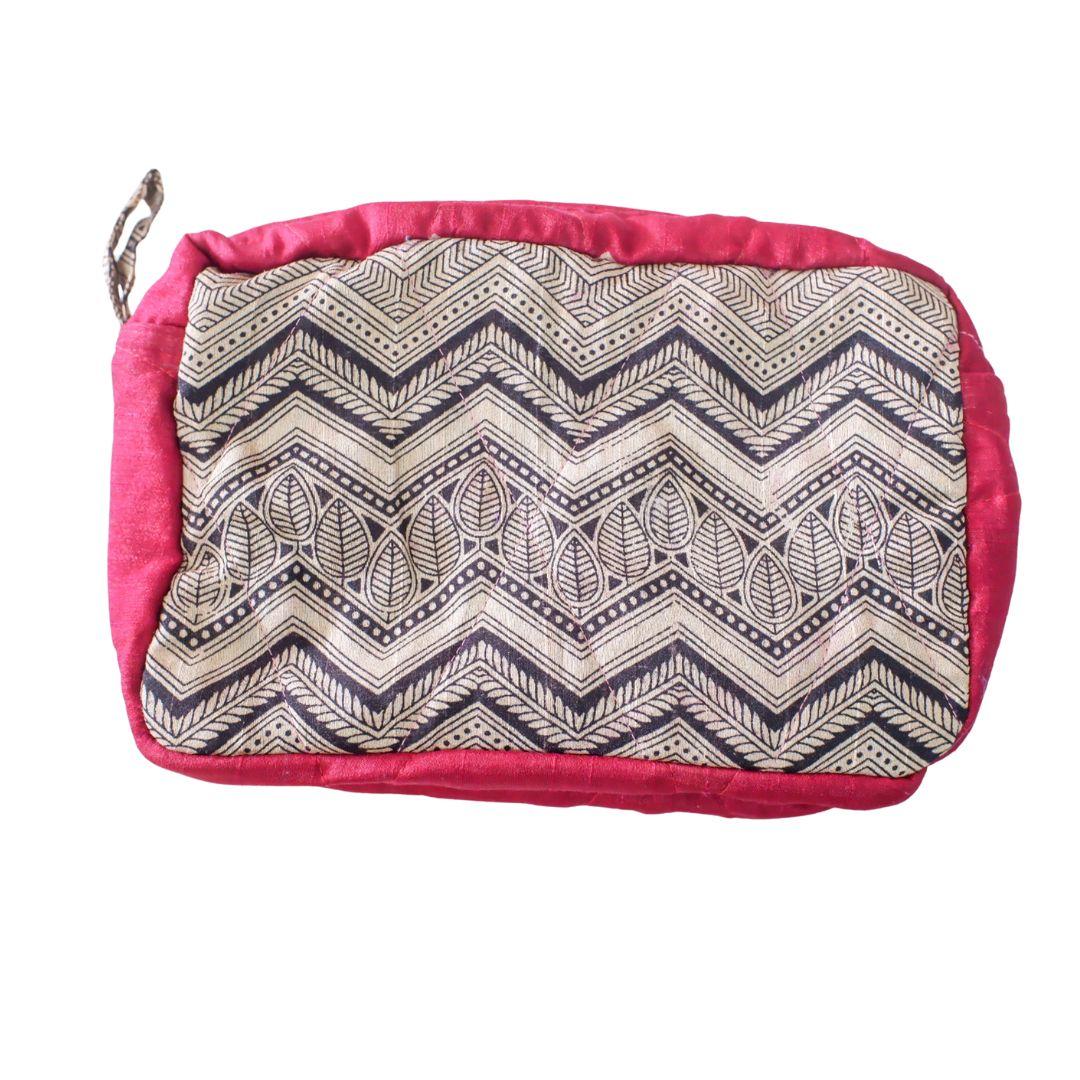 Large colourful upcycled sari box pouches by Shakti.ism