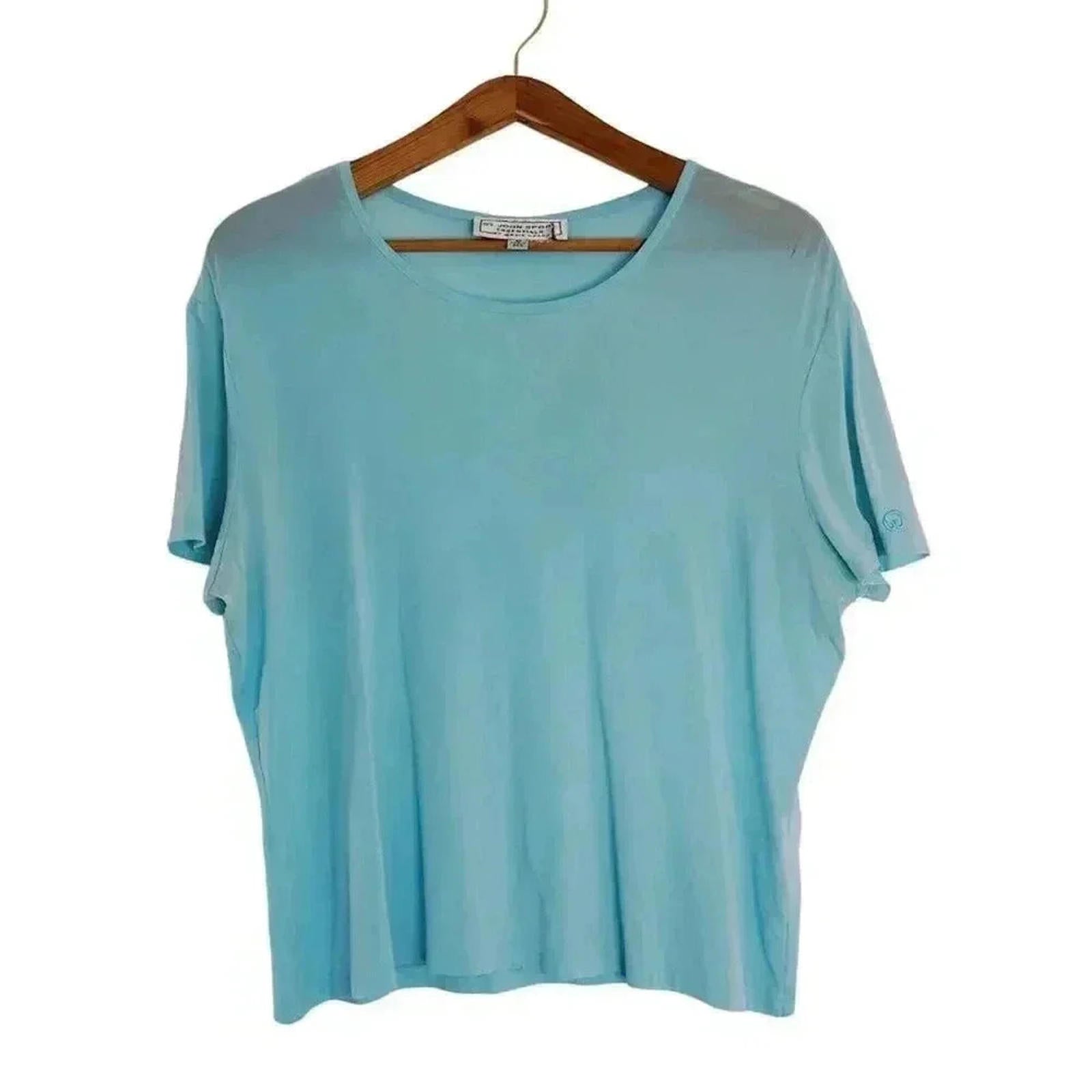 y2k Vintage St. John Sport Blue Crewneck Tee Summer Beach Women's Size by Hot Girl Secondhand