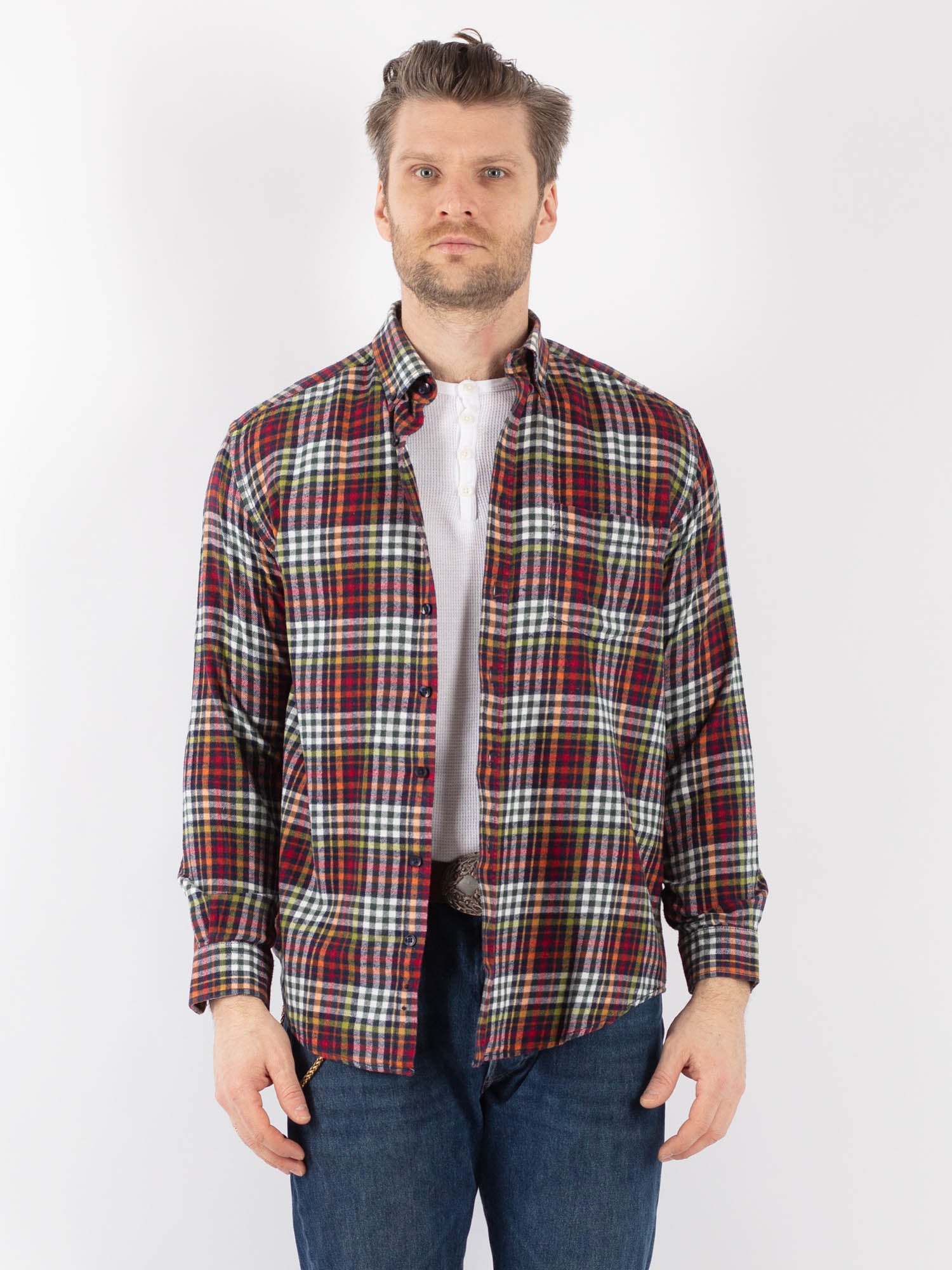 Vintage 00's Men Plaid Flannel Shirt in Multi by Northern Grip