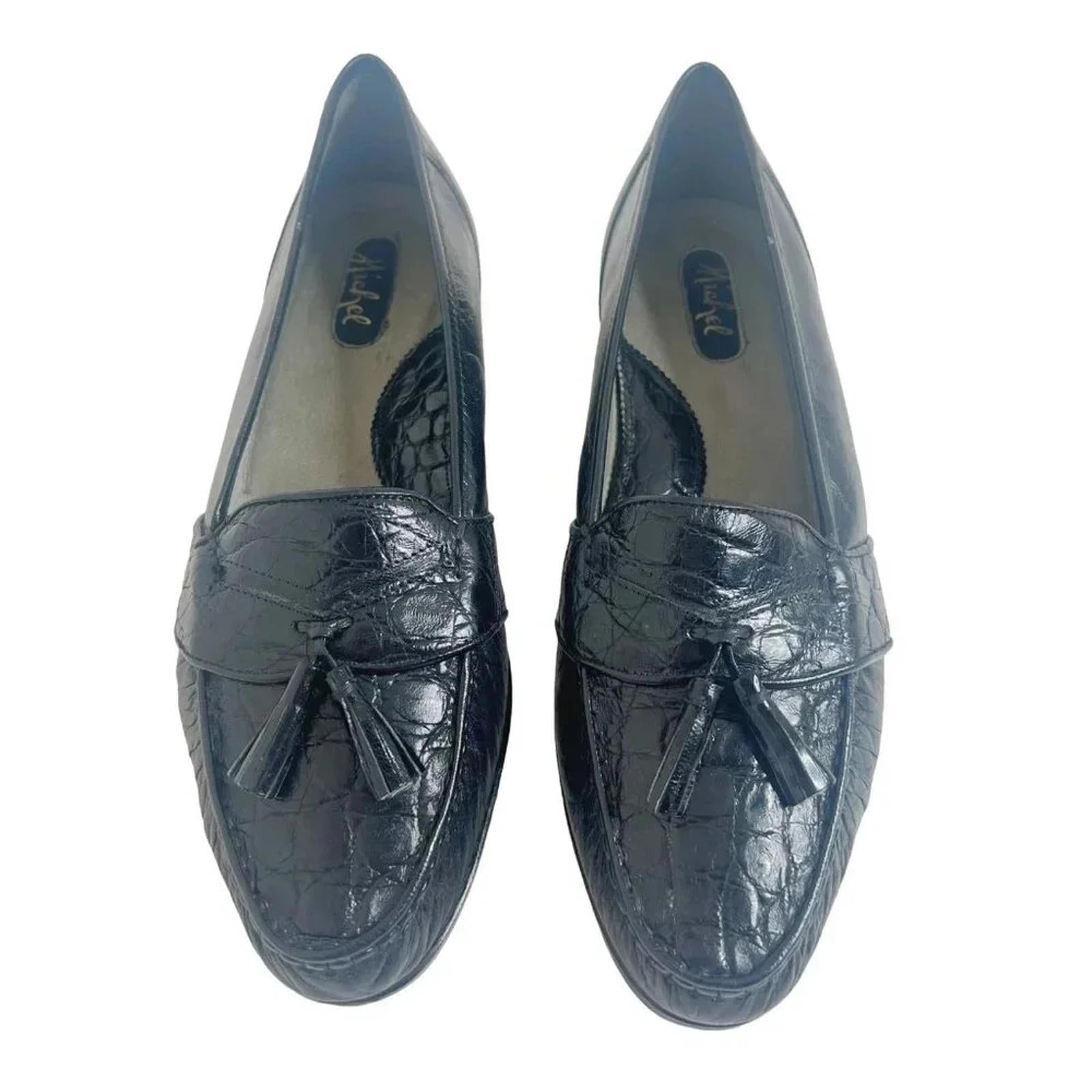 Michel Black Crocodile Leather Loafers With Tassel Size 9.5 US by Hot Girl Secondhand