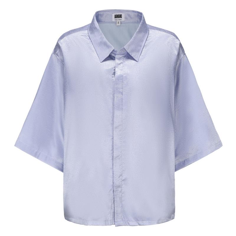 Dori Brocade Straight Collar Shirt by DAWANG