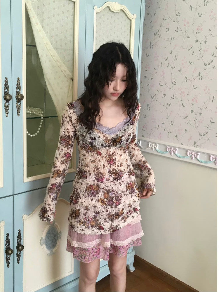 Vintage Lace Floral Sheer Top - HIBABAO by Land Decora