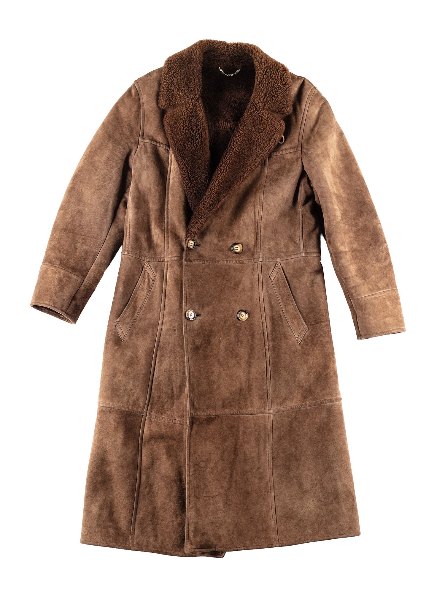 Vintage 70's Men Sheepskin Coat in Brown by Northern Grip