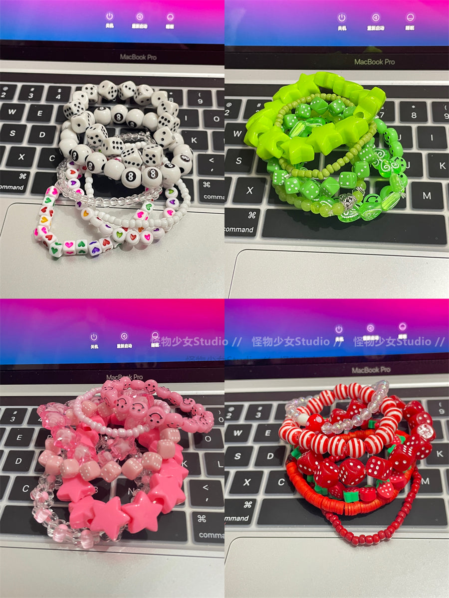 YUMENGIRL - Kawaii Decora Dopamine Bracelet with Candy Colors & Star Charms by Land Decora
