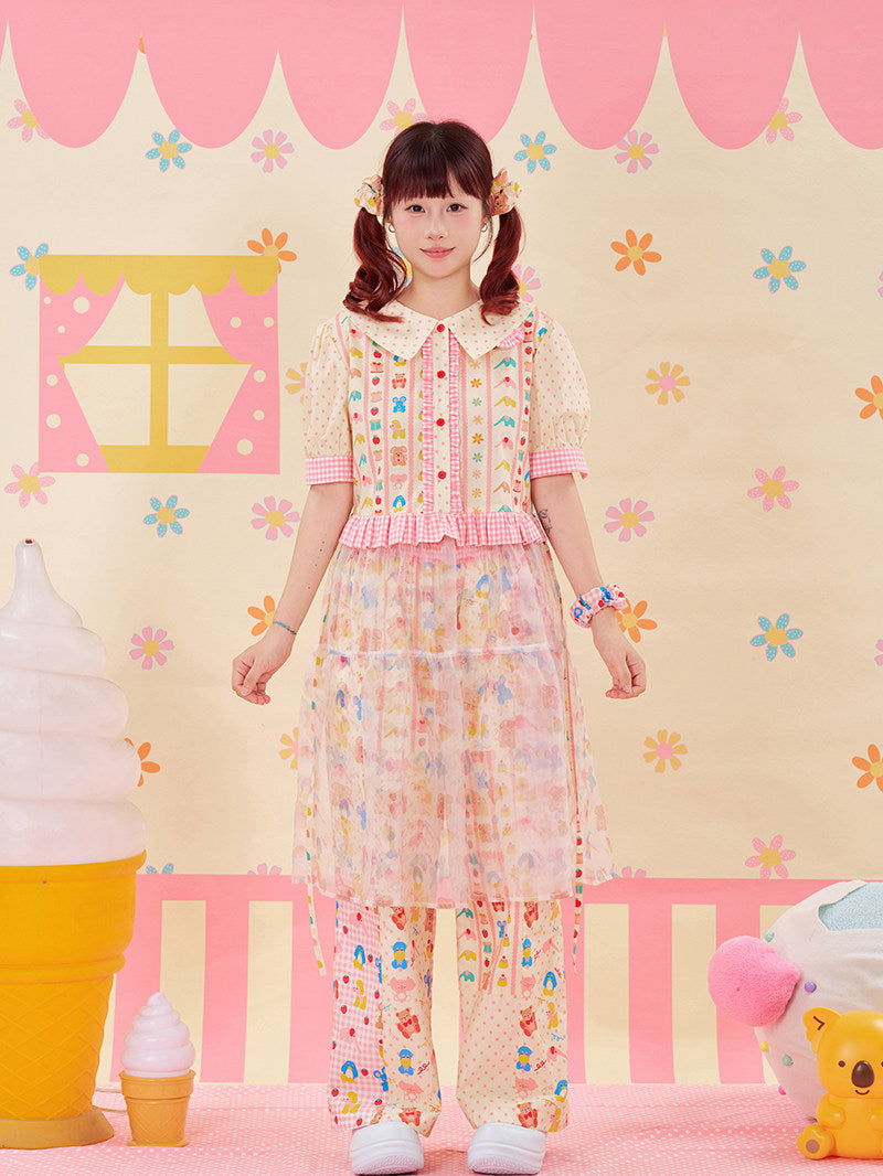 Lace Organza Puff Dress Kawaii Cotton - NIKKOU by Land Decora
