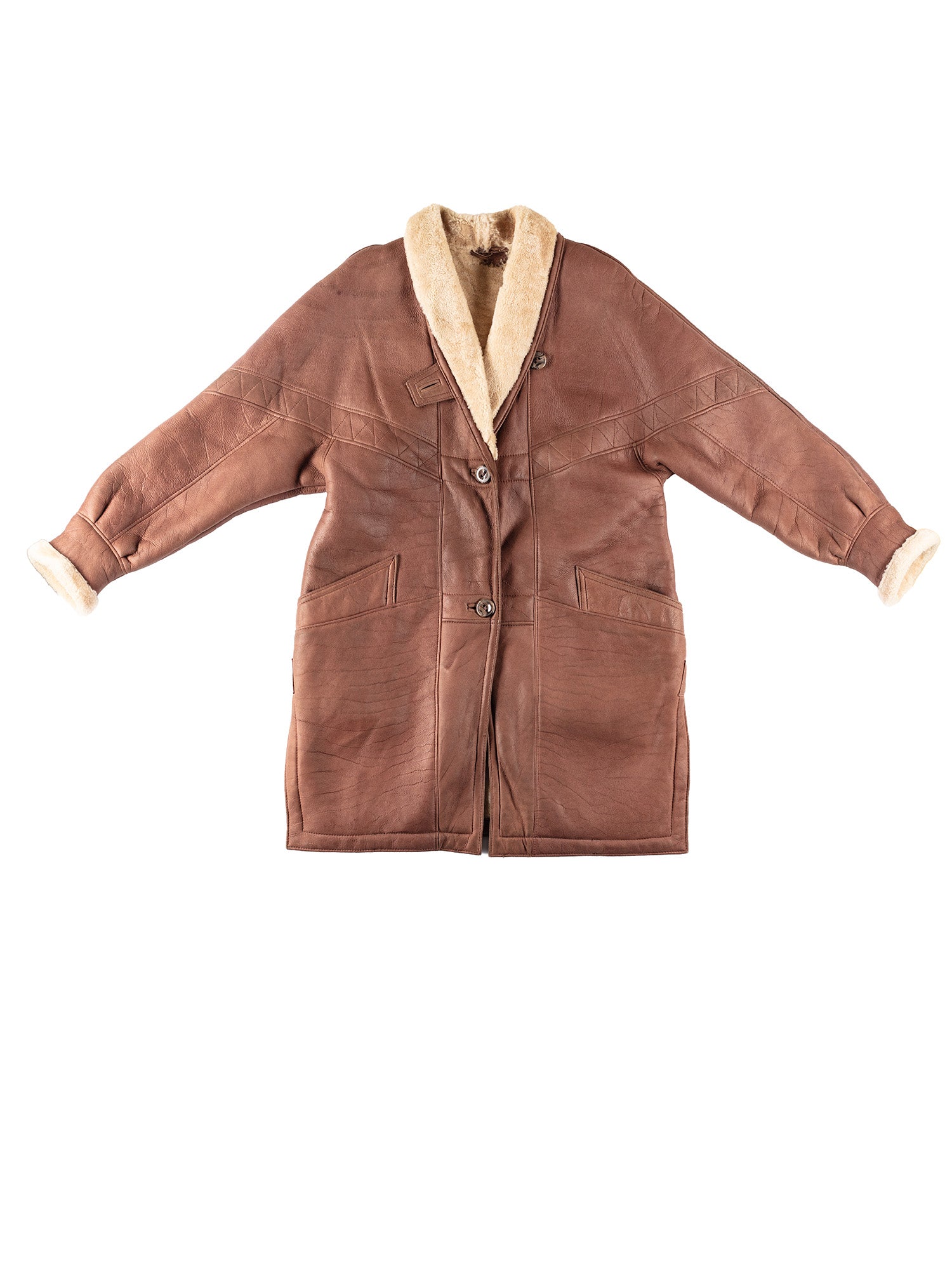 Vintage 80's Women Sheepskin Coat in Brown by Northern Grip