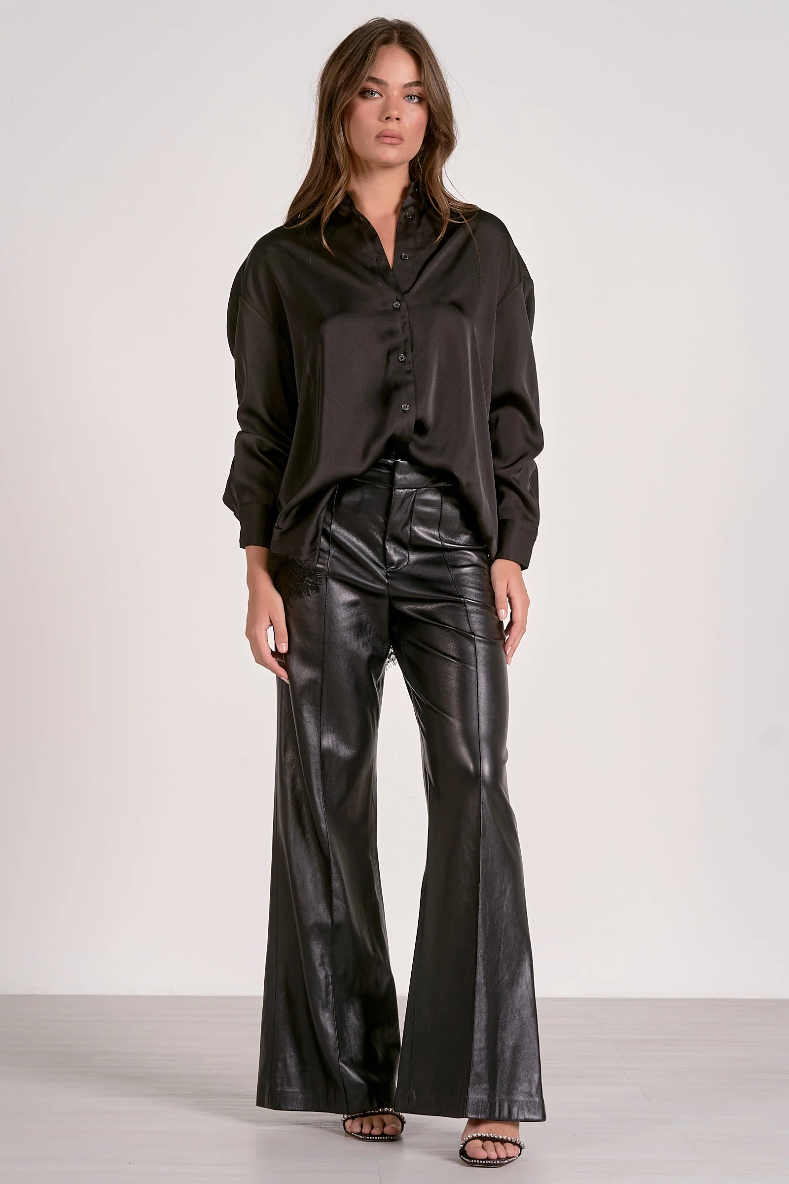 Elan Button-Down Lace Back Top by Sierra Deene