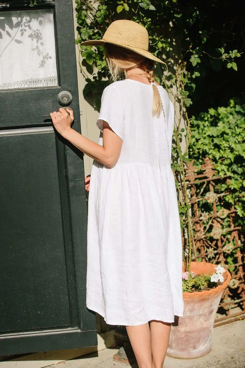 Charlotte Linen Dress - White Linen Dress by Merritt Charles
