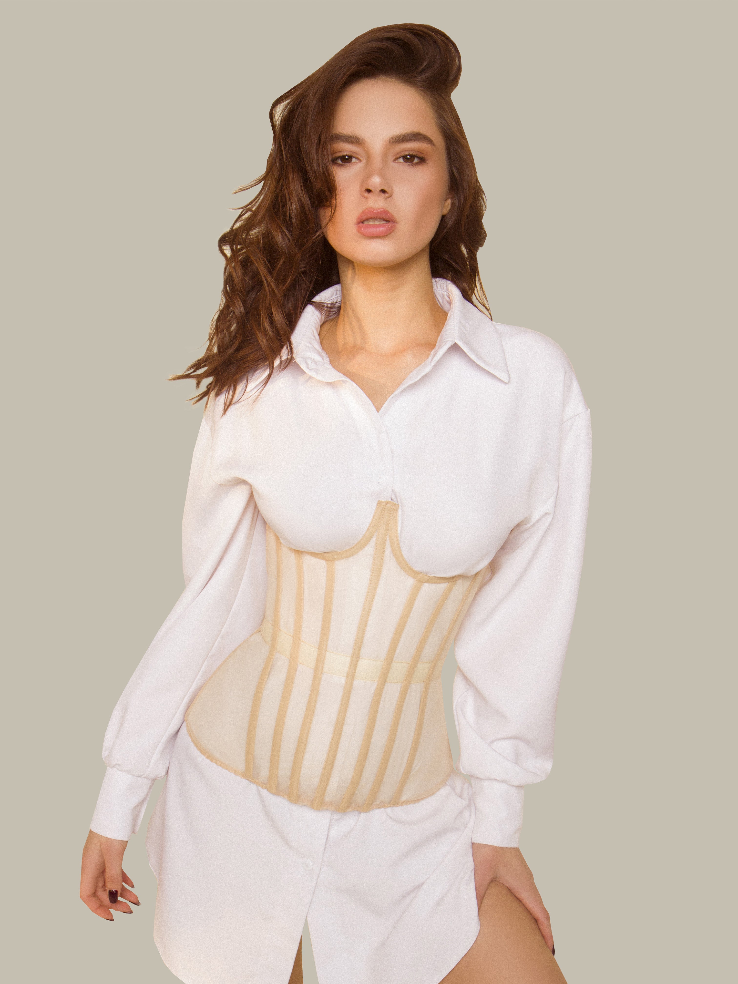 Basic Underwire Corset in Beige by MERIEL