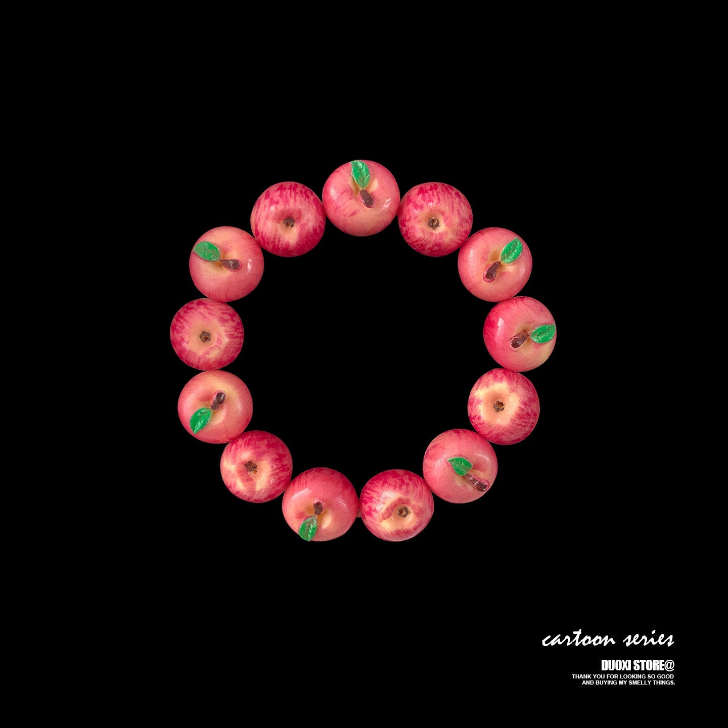 Kawaii Lucky Apple Fruit Charm Bracelet | Cute Beaded Jewelry | Duoxi by Land Decora