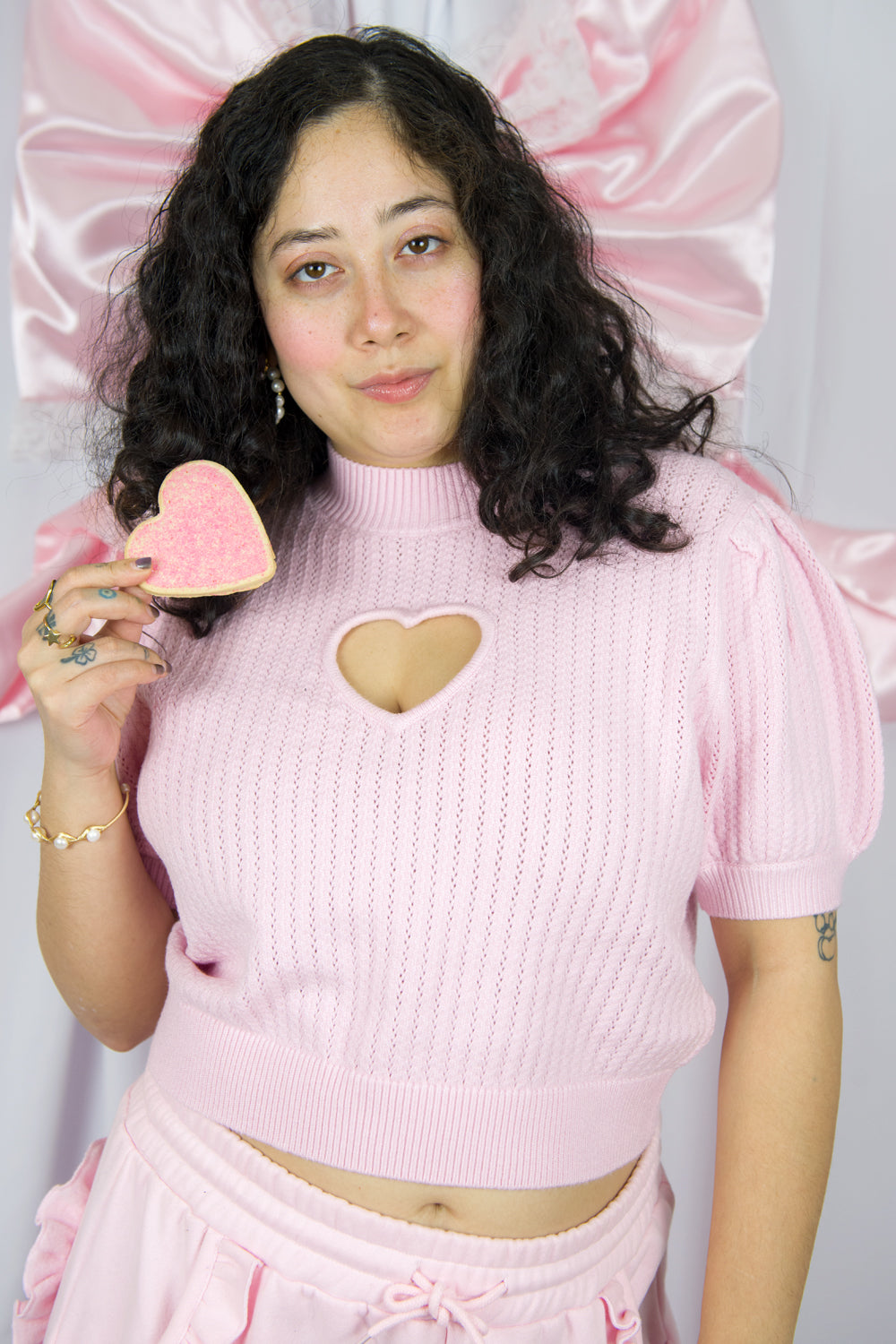 Pink Heart Cut-Out Cozy Tee by Miss Candyholic