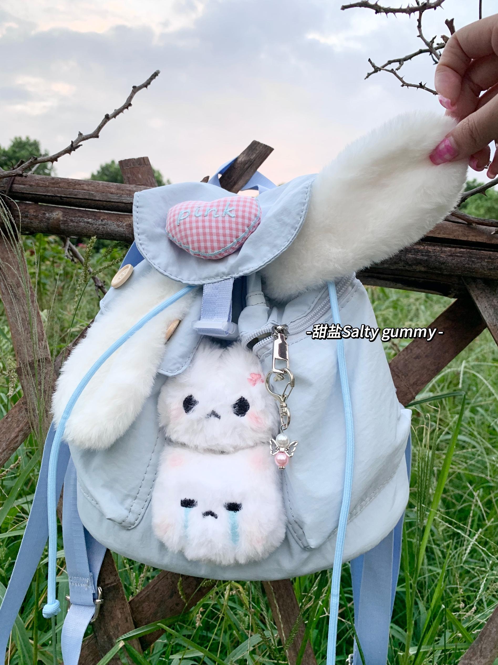 Y2K Bunny Ear Backpack Cute Nylon Sweet Girl - Salty Gummy by Land Decora