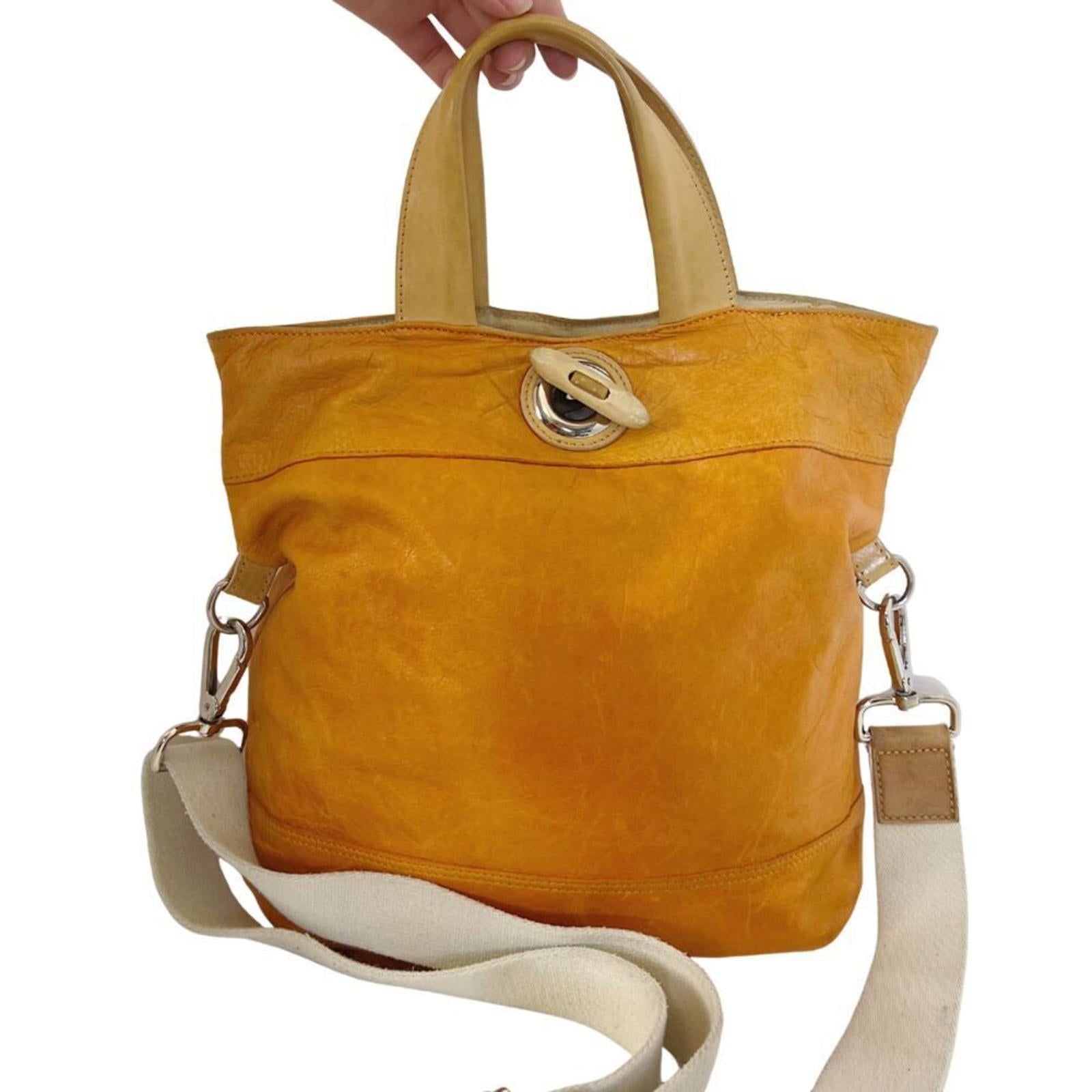 Maurizio Taiuti Italian Orange Leather Handbag Crossbody Purse by Hot Girl Secondhand
