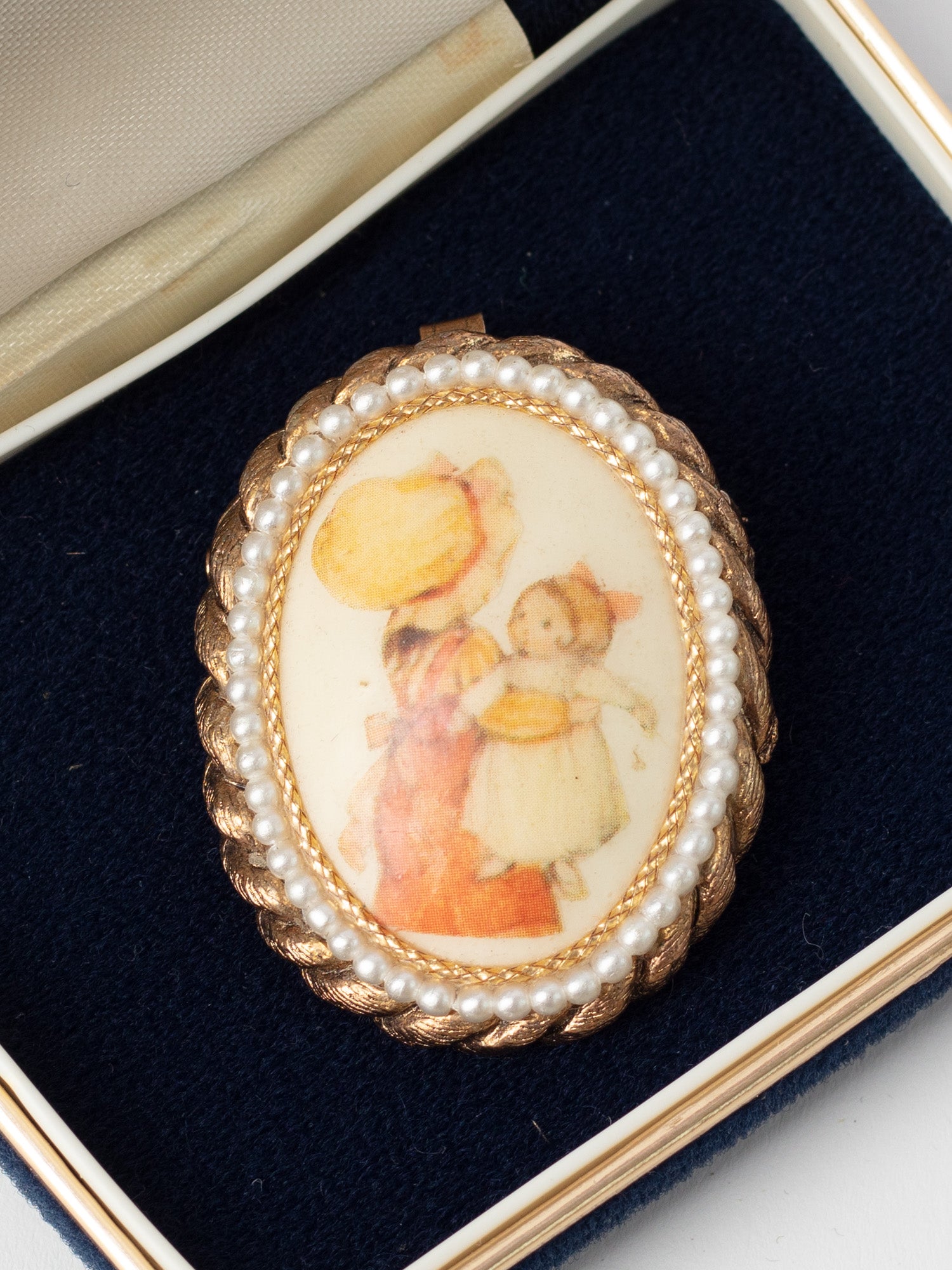 Vintage 70's Bauris Hand-Painted Portrait Brooch by Northern Grip