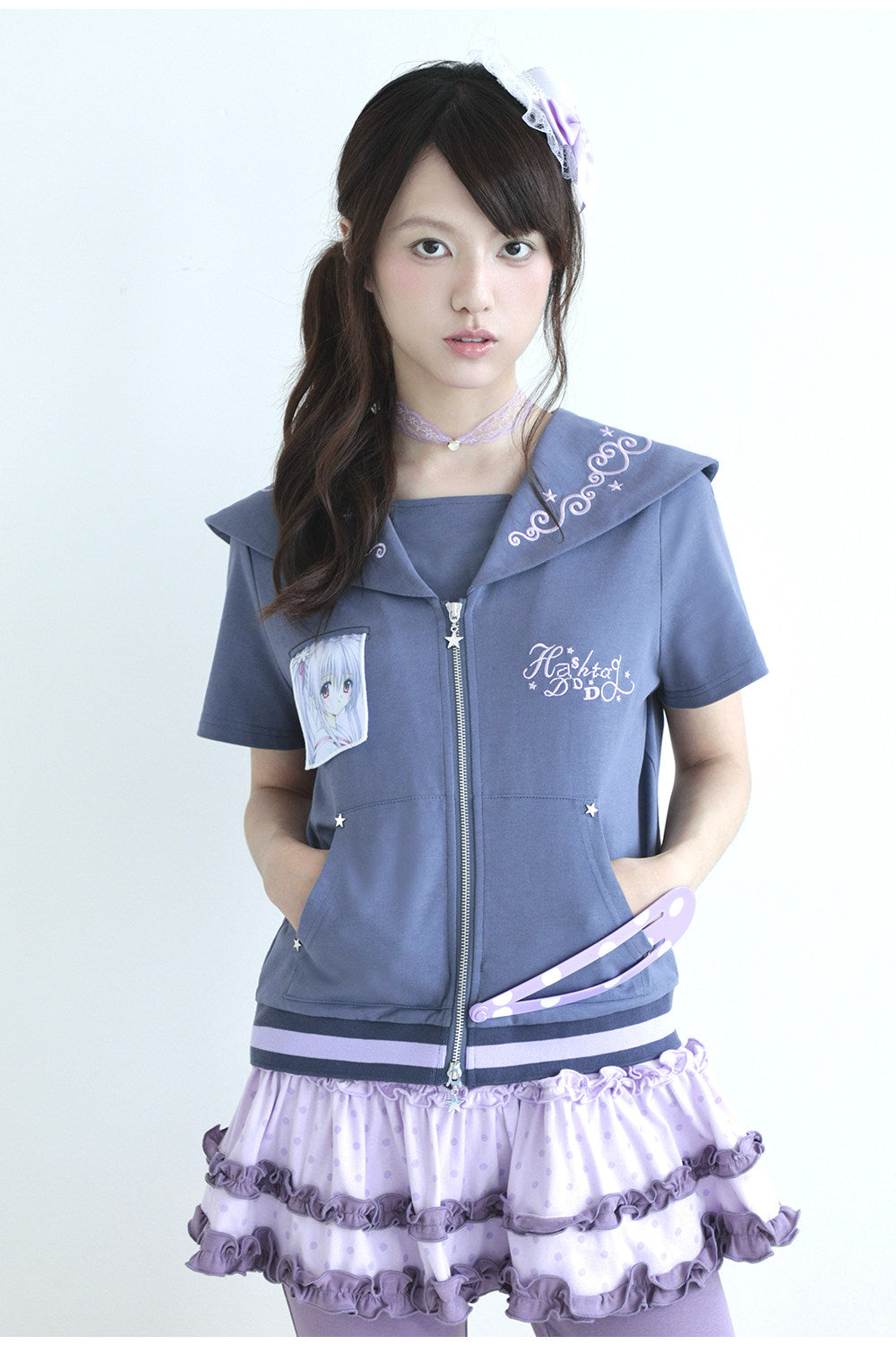 Polka Dot Sailor Collar Cardigan | Japanese Preppy Kawaii Top by Land Decora