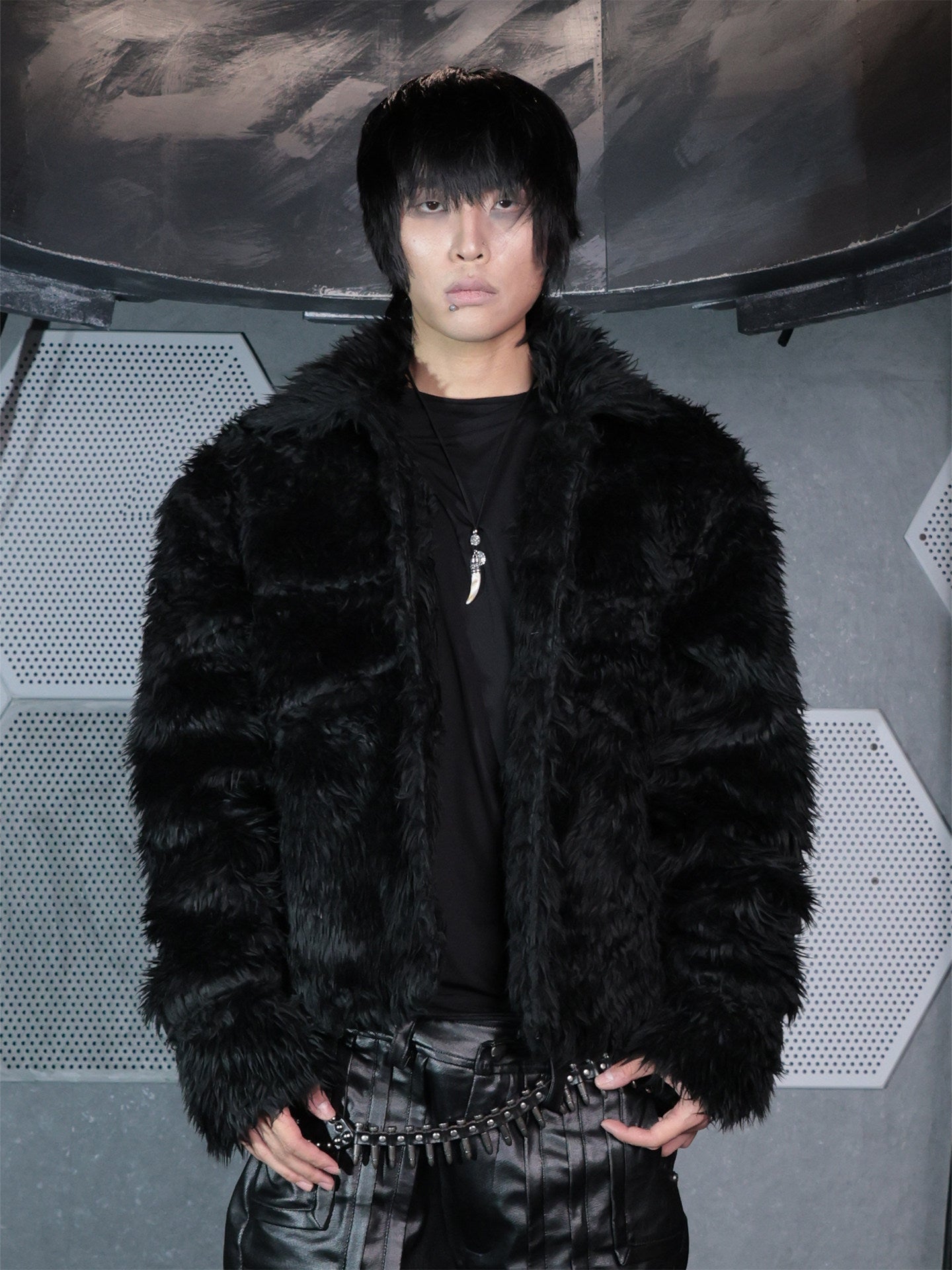 Off/Sc Black Bear Faux Fur Biker Jacket by OFFCULTURE