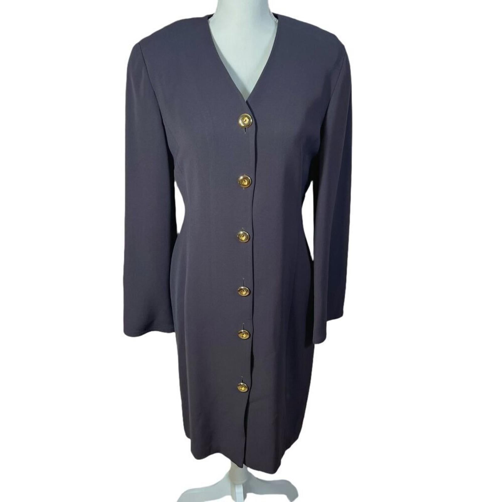 Vintage Linda Allard Ellen Tracy Dark Brown Long Sleeve Dress Size 8 8 by Hot Girl Secondhand