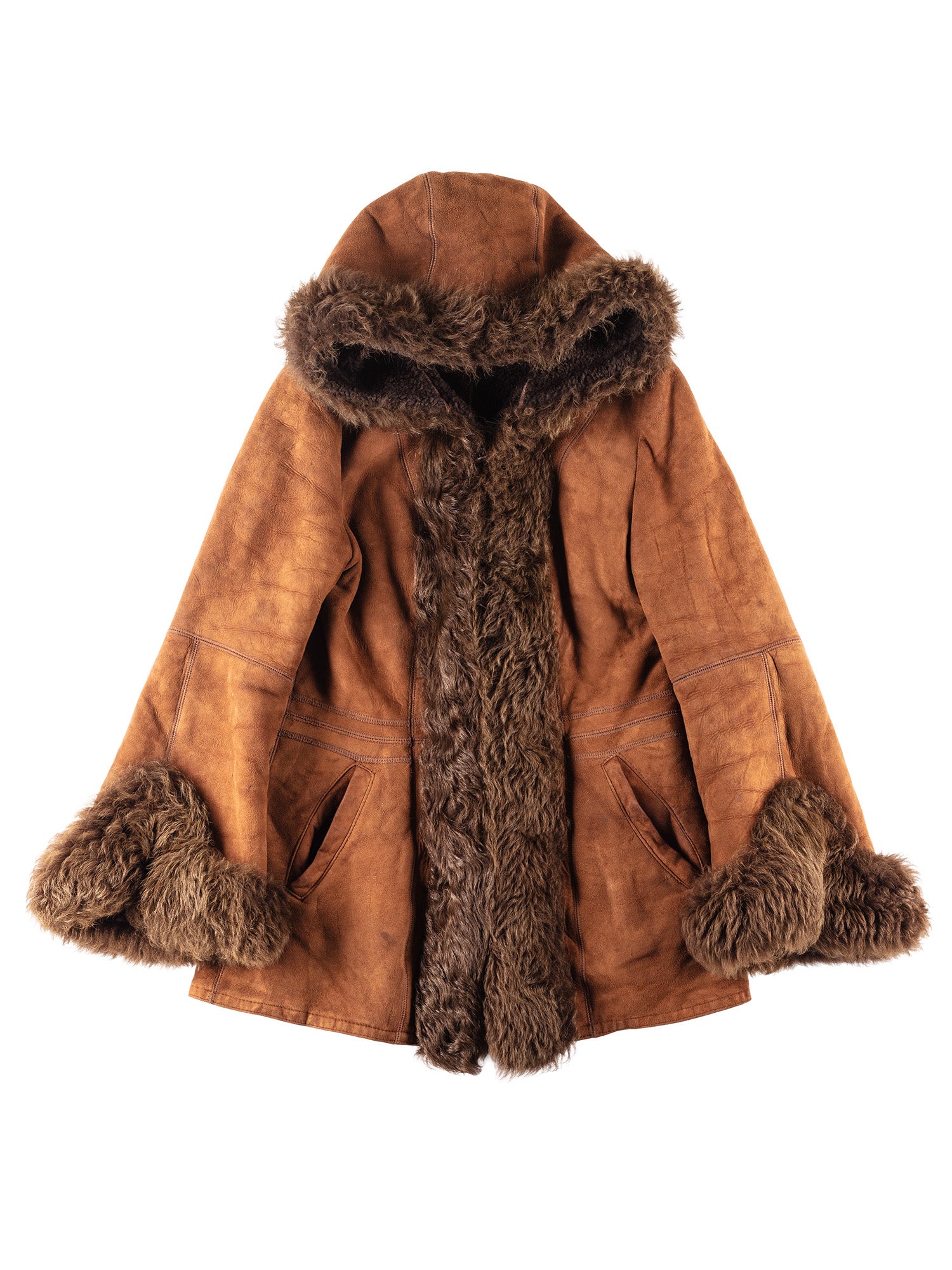 Vintage 70's Women Penny Lane Sheepskin Coat in Brown by Northern Grip