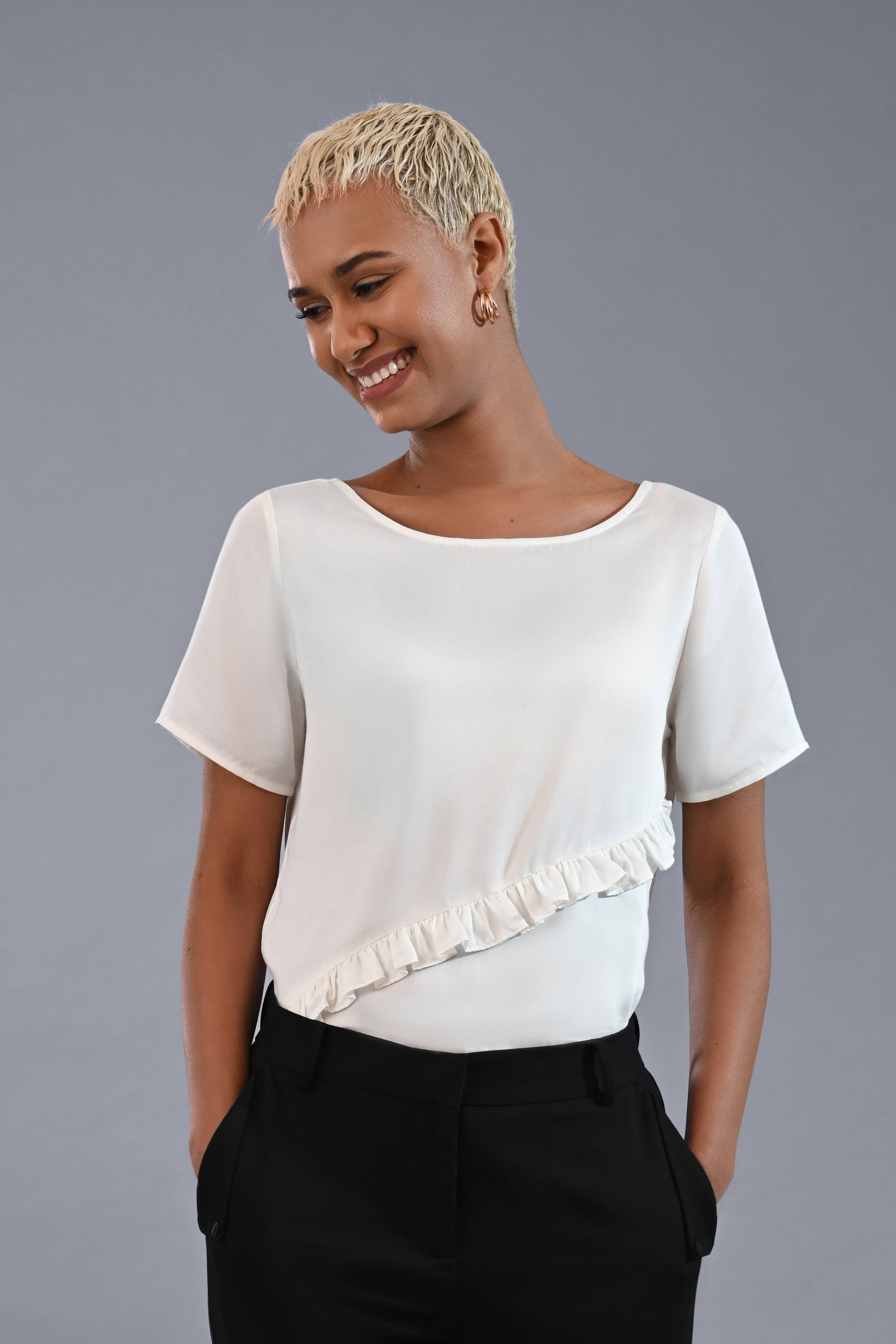 Pioneer Frill Detail Viscose Top by Point of View Label