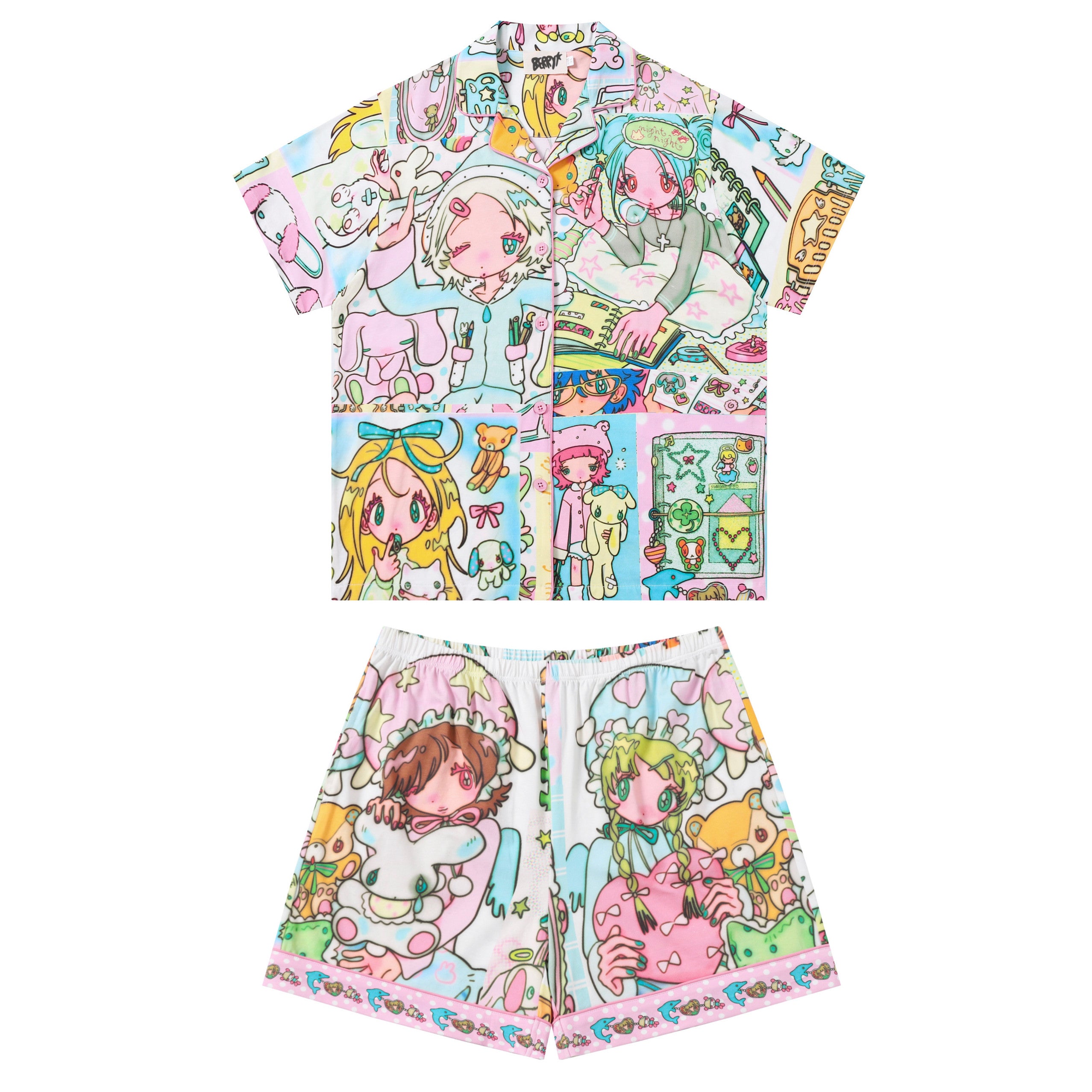 Anime Graphic Pajama Set - BlackBerry Party by Land Decora