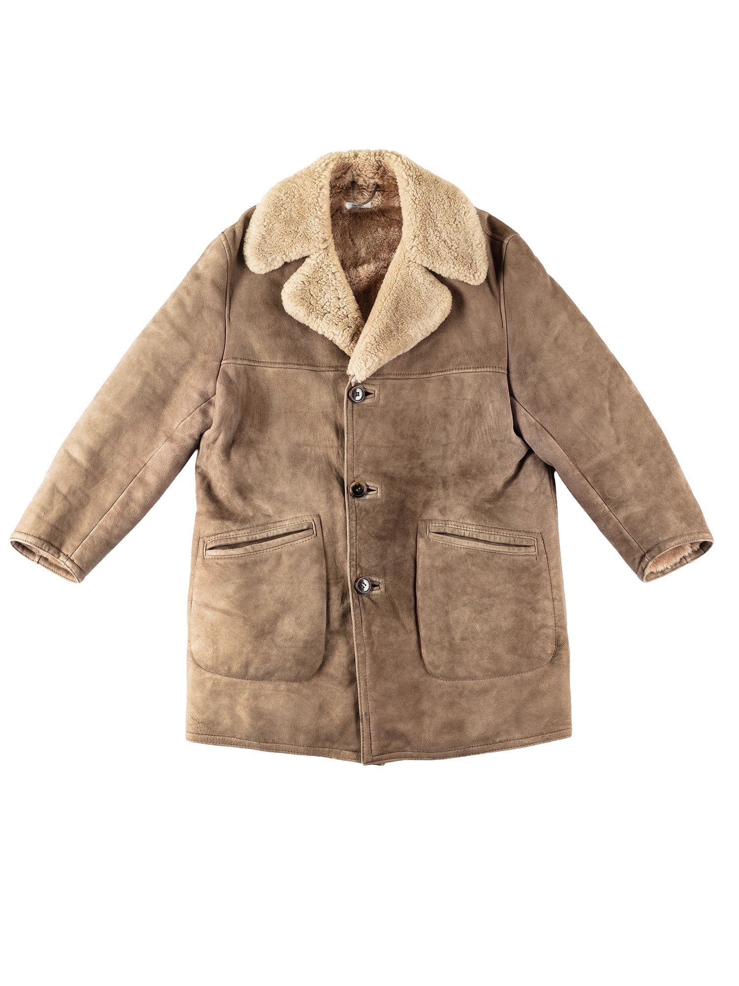 Vintage 80's Men Sheepskin Coat in Beige by Northern Grip