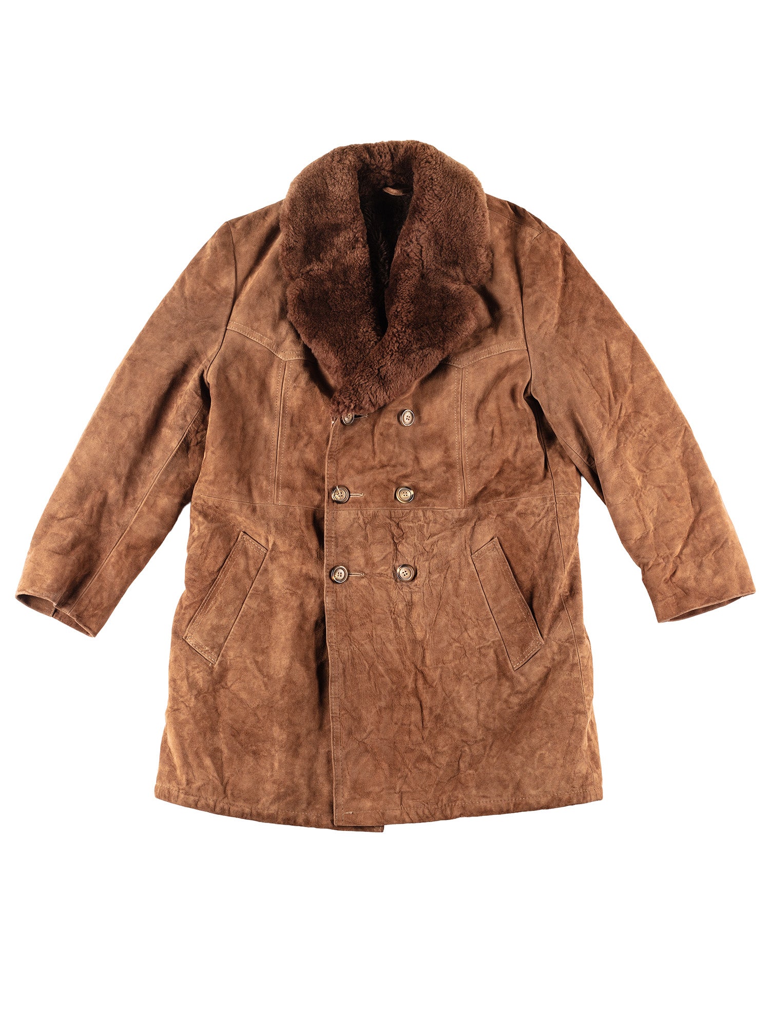 Vintage 70's Men Sheepskin Coat in Brown by Northern Grip