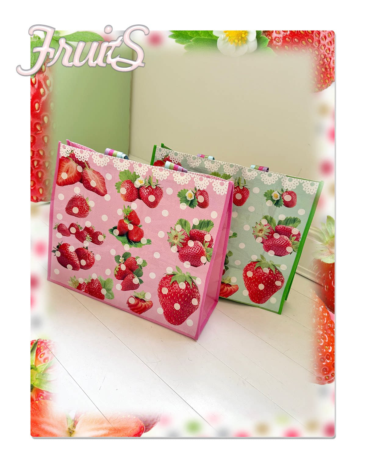 Strawberry Polka Dot Tote Bag | Kawaii Japanese Fashion Accessory by Land Decora