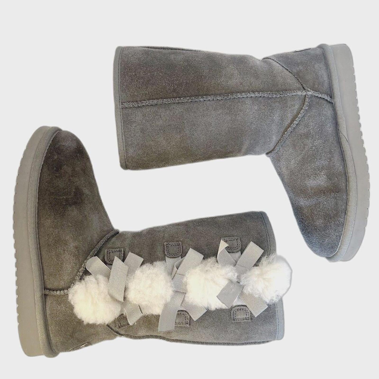 Koolaburra by Ugg Women's Victoria' Boots Grey Bow Shearling Coquette by Hot Girl Secondhand