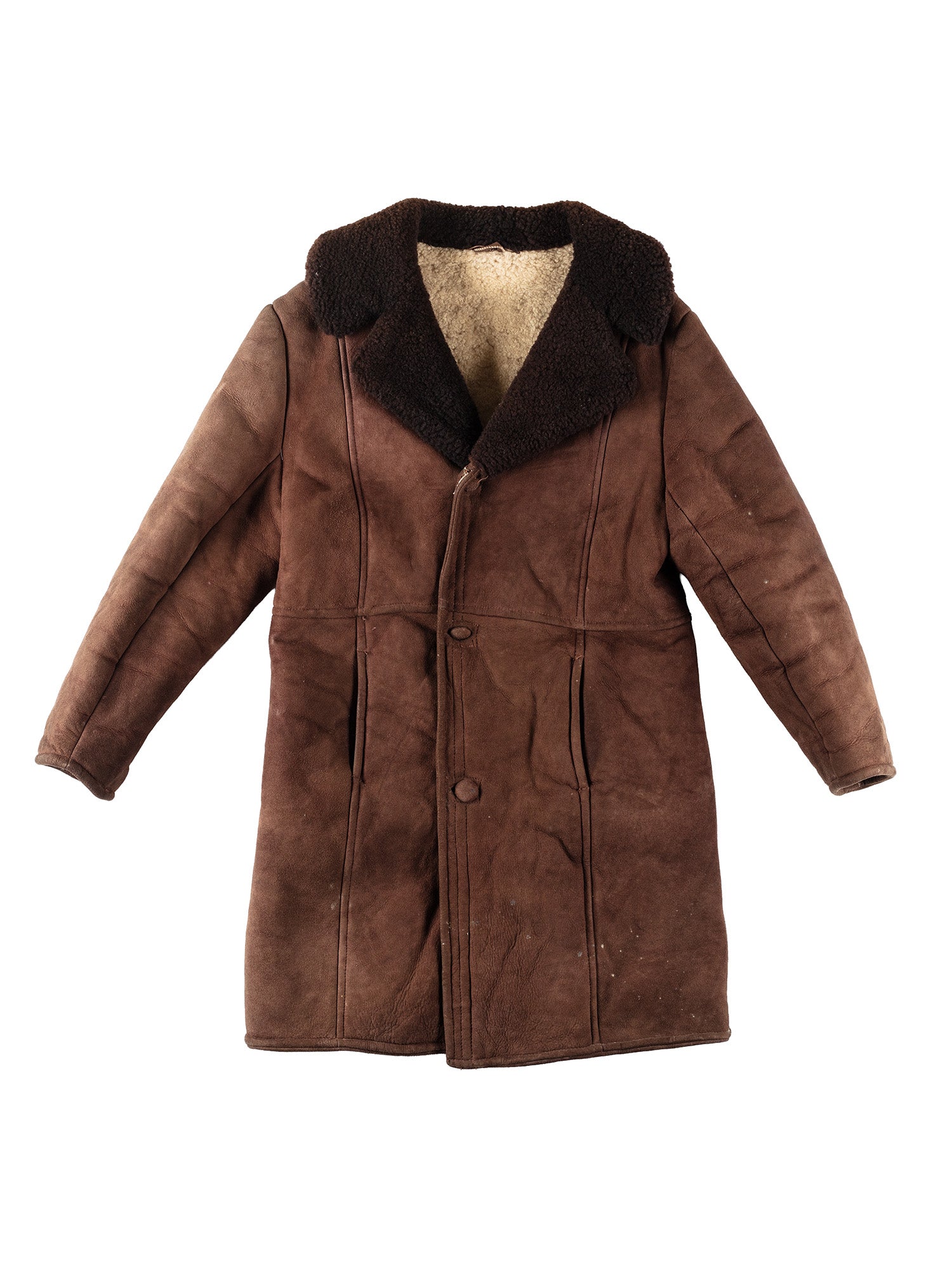 Vintage 80's Men Sheepskin Coat in Brown by Northern Grip