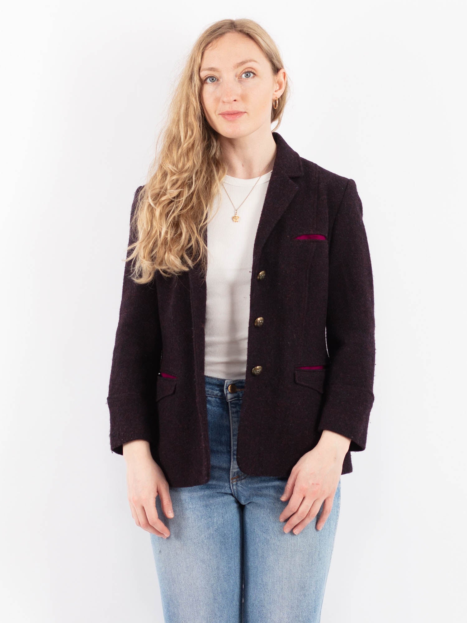Vintage 70's Women Harris Tweed Jacket in Purple by Northern Grip