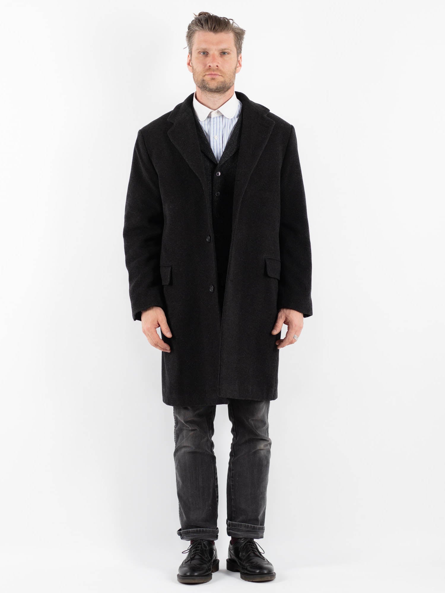 Vintage 00's Men Wool Blend Coat in Gray by Northern Grip