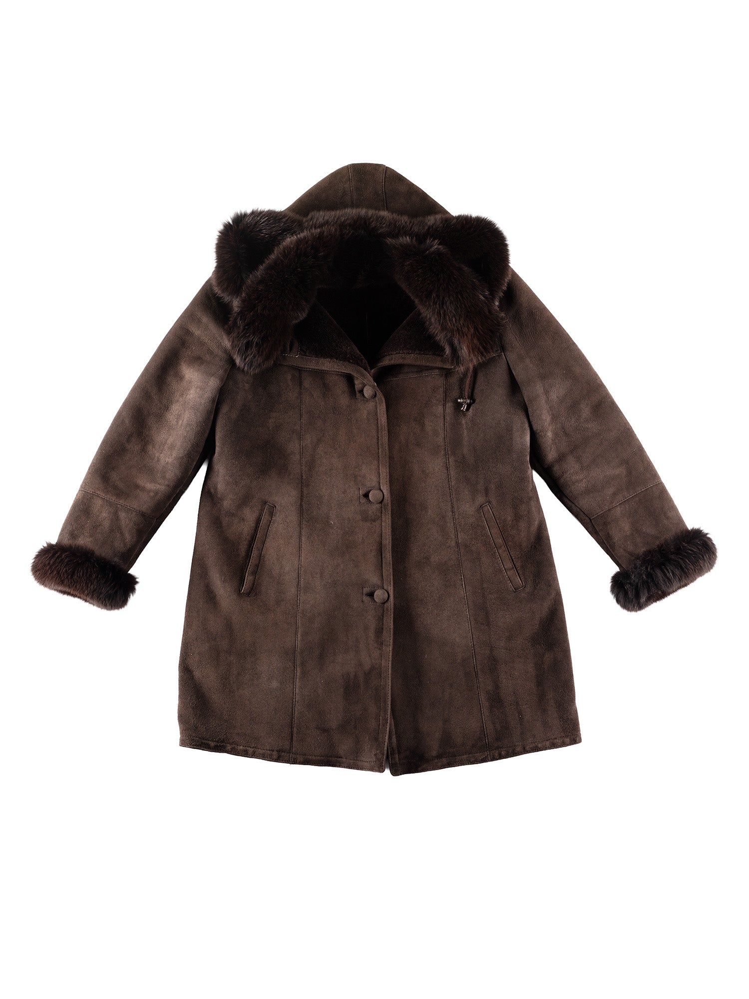 Vintage 80's Women Sheepskin Coat in Brown by Northern Grip