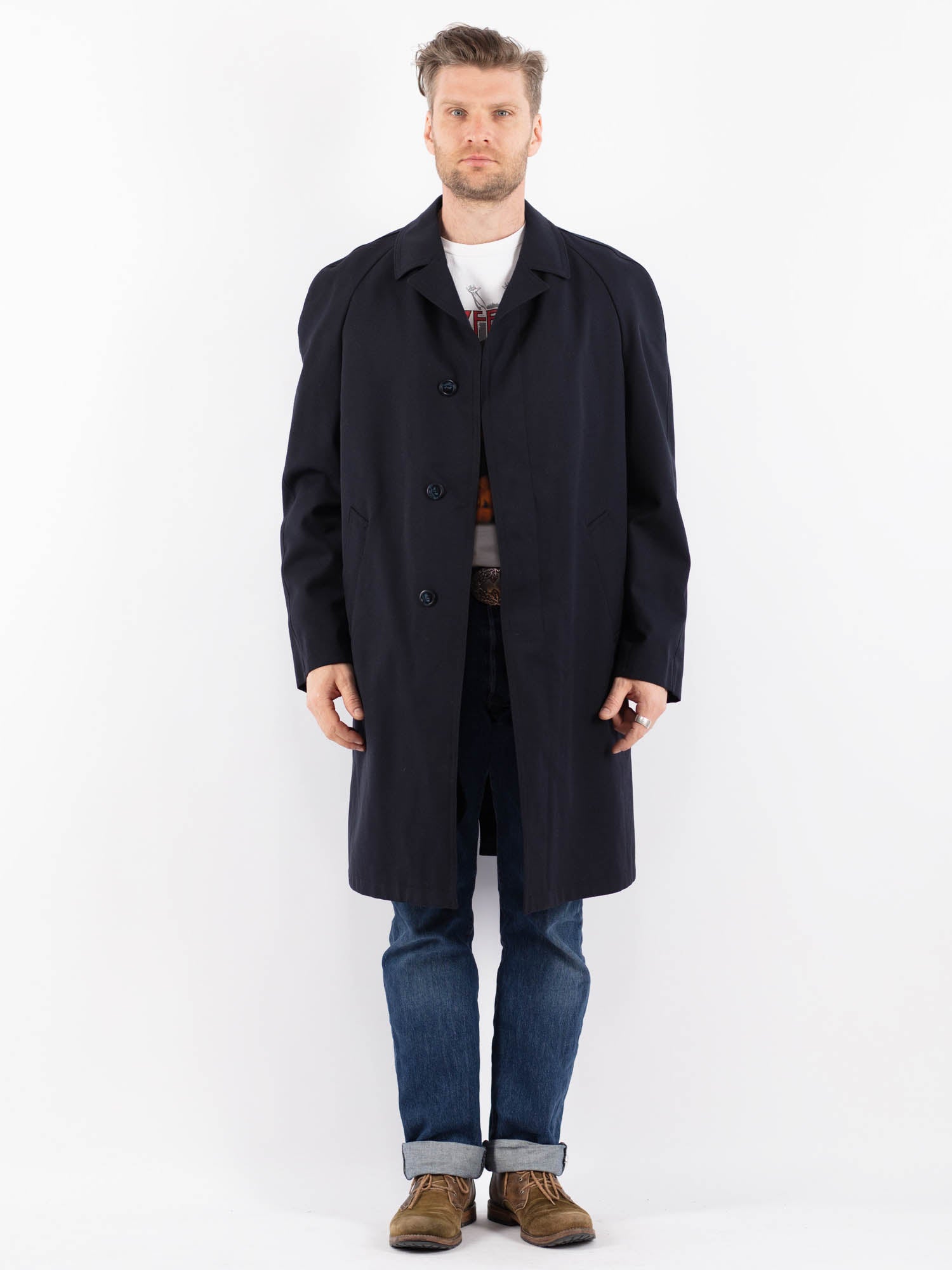 Vintage 70's Men Mac Coat in Blue by Northern Grip