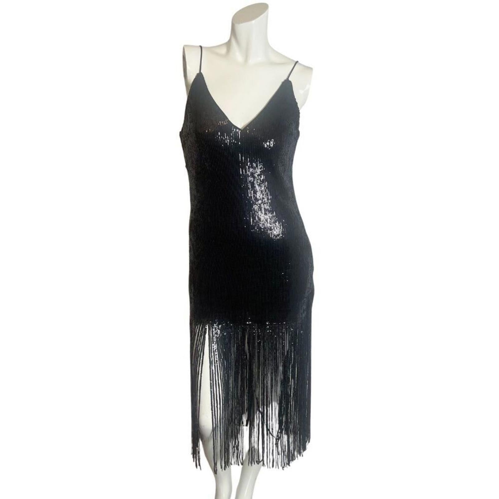 Forever 21 Black Sequined Fringe Dress Flapper Dress Women's Size M by Hot Girl Secondhand